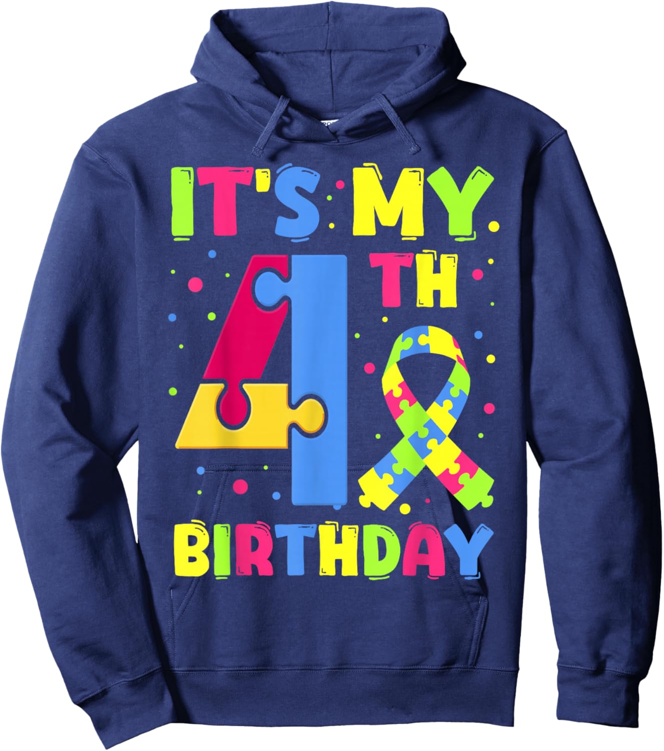 It's My 4th Birthday Autism Awareness 4 Years Old Hoodie - Hoodie | Navy