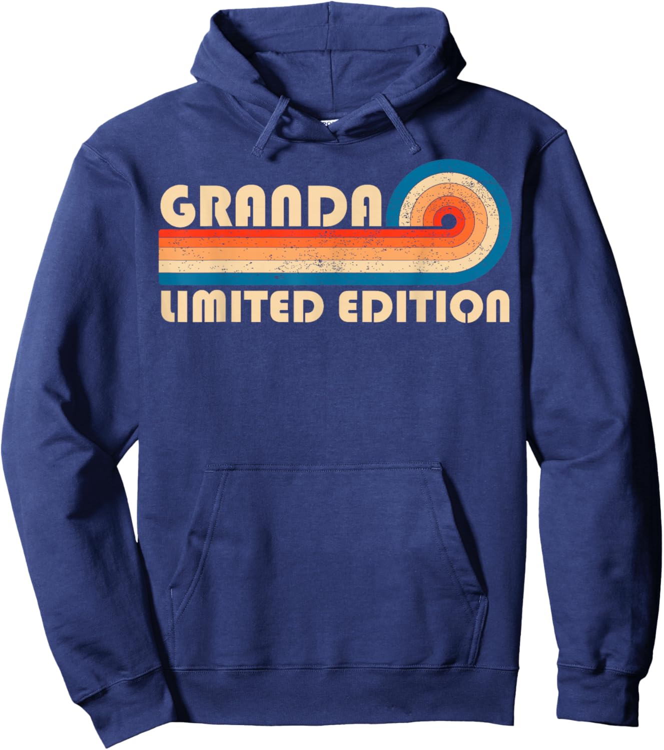 Granda Retro 70s 80s Sunset Stripe Hoodie - Hoodie | Navy