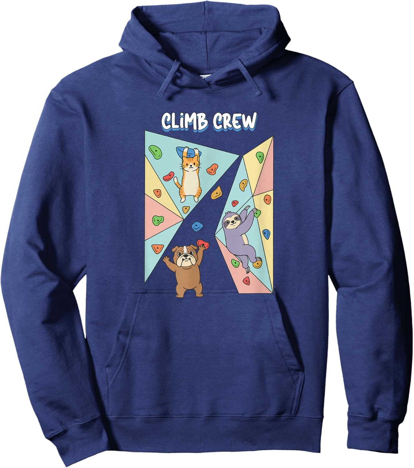 Bouldering Boulder Climb Crew Climbing Wall Dog Cat Sloth Hoodie - Hoodie | Navy