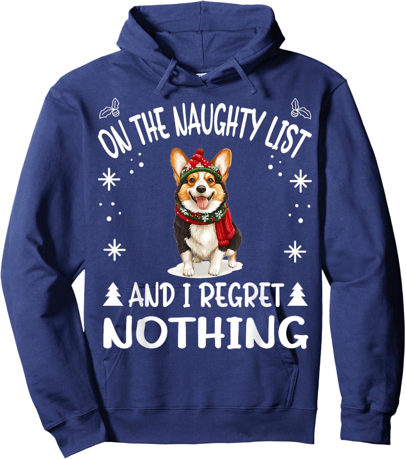 Cute Cardigan Welsh Corgi Dog Christmas On The Naughty List Hoodie - Hoodie | Navy