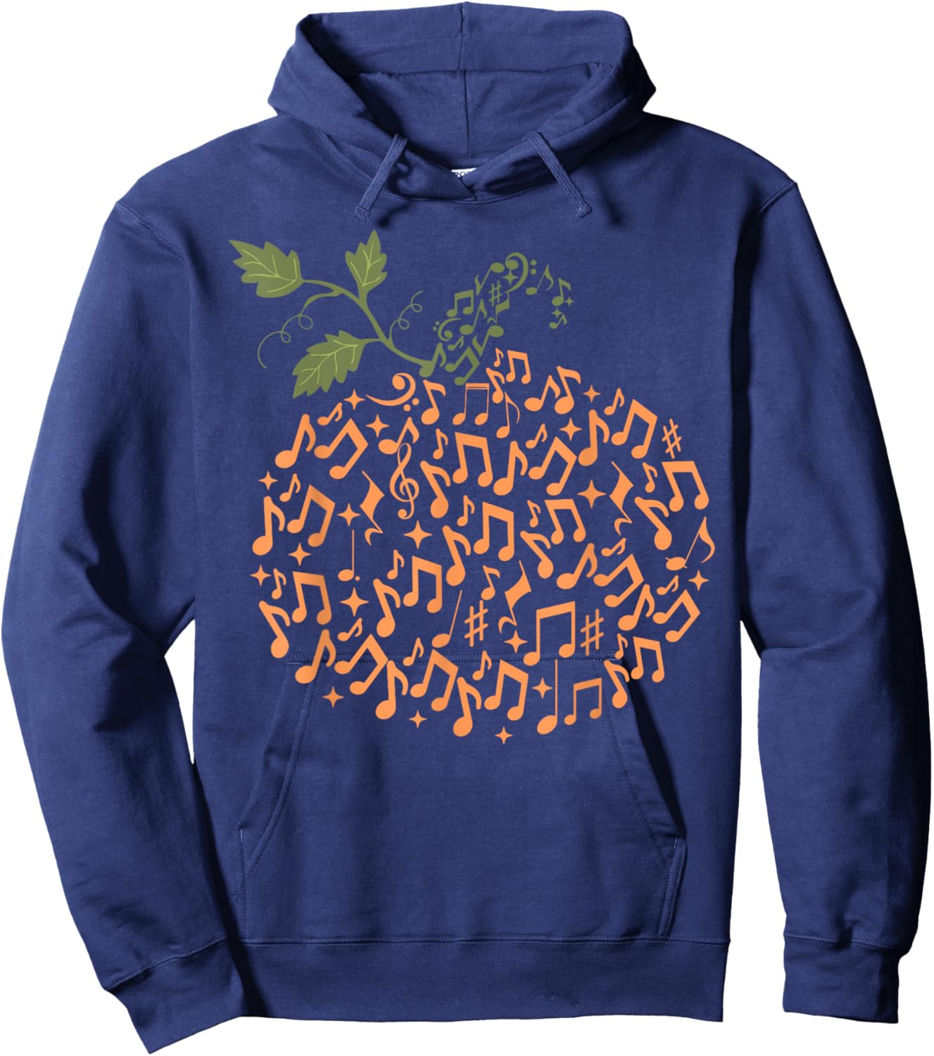 Music Notes Pumpkin Fall Music Teacher Autumn Halloween Hoodie - Hoodie | Navy
