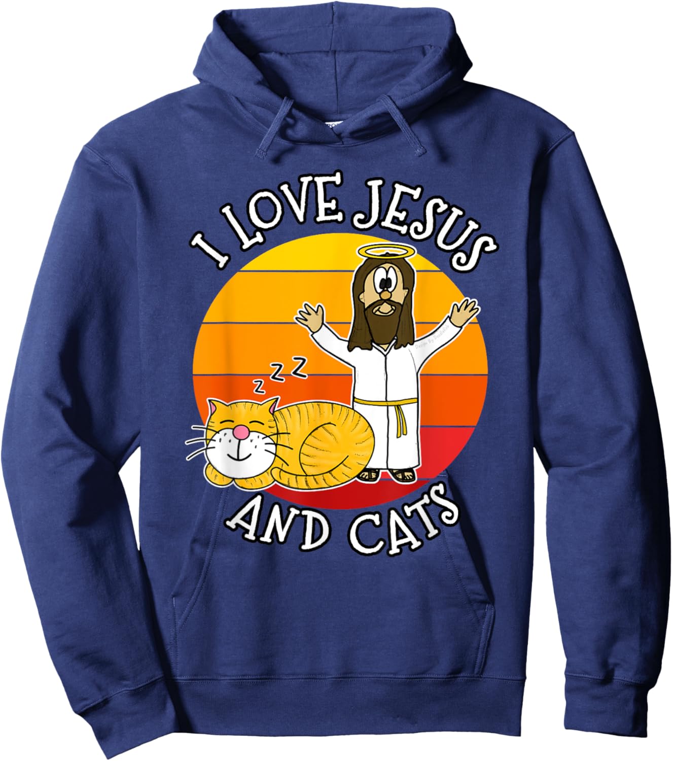 I Love Jesus and Cats, Christian Cat Lover Church Funny Men Women Kids Hoodie - Hoodie | Navy