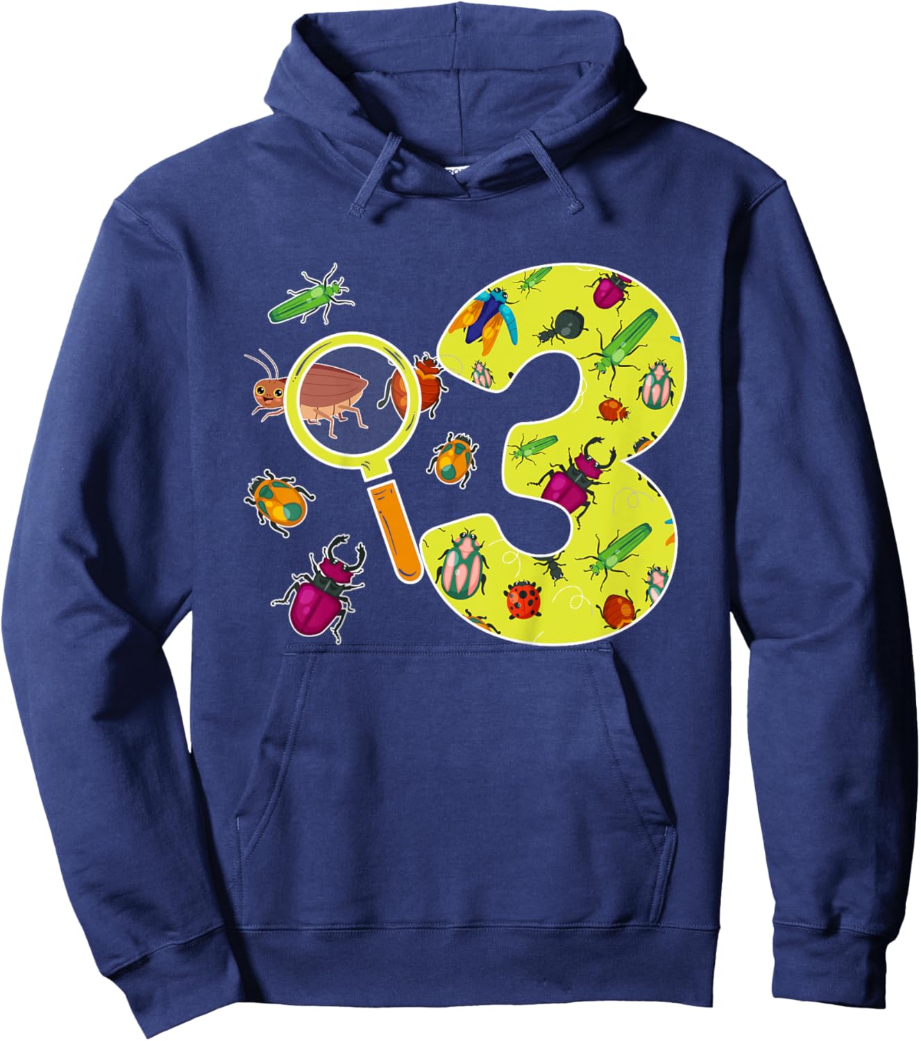 Kids 3rd Bug Birthday 3 Year Old Bugs Birthday Insects Hoodie - Hoodie | Navy
