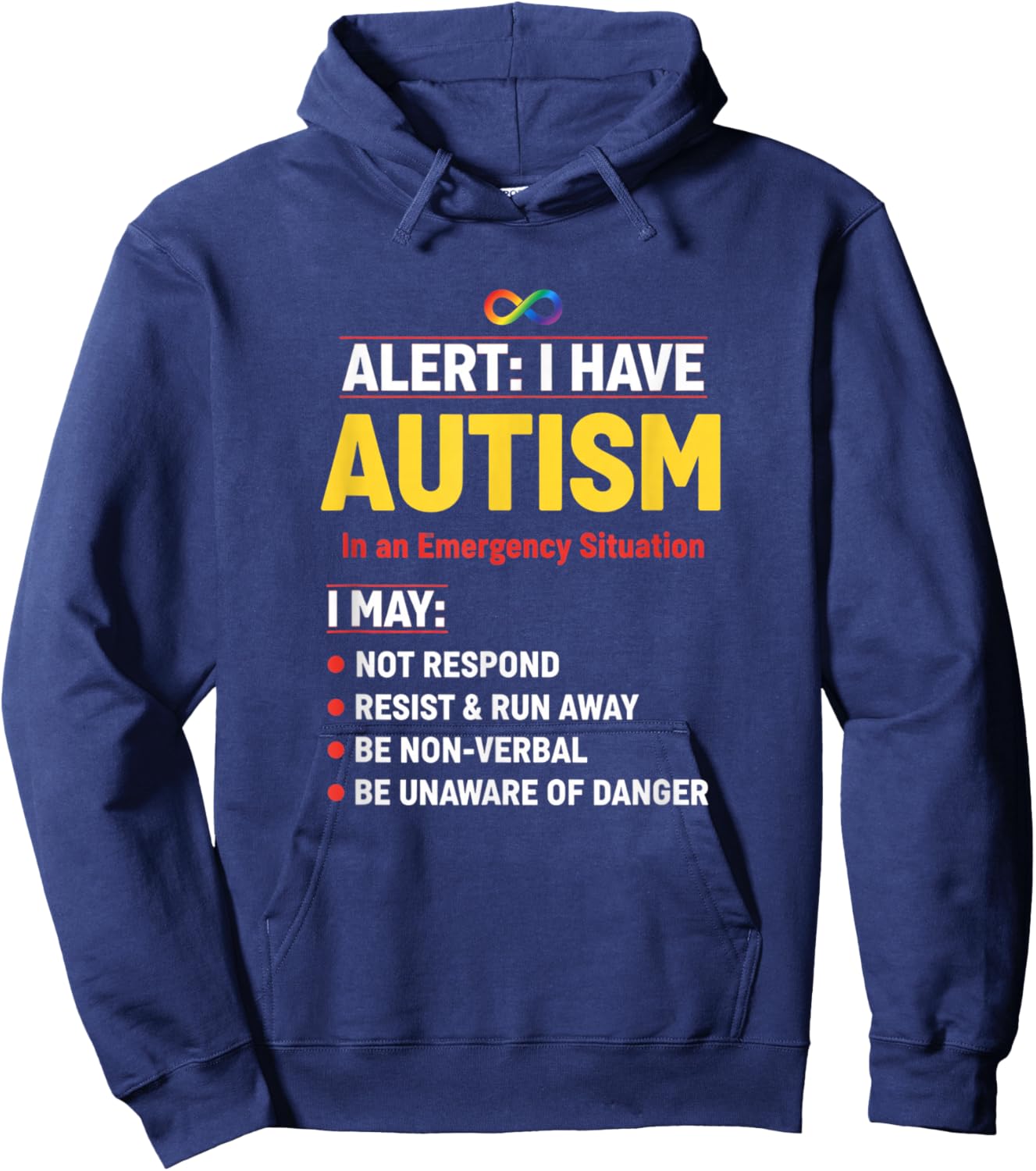 I Have Autism Emergency Info Hoodie - Hoodie | Navy