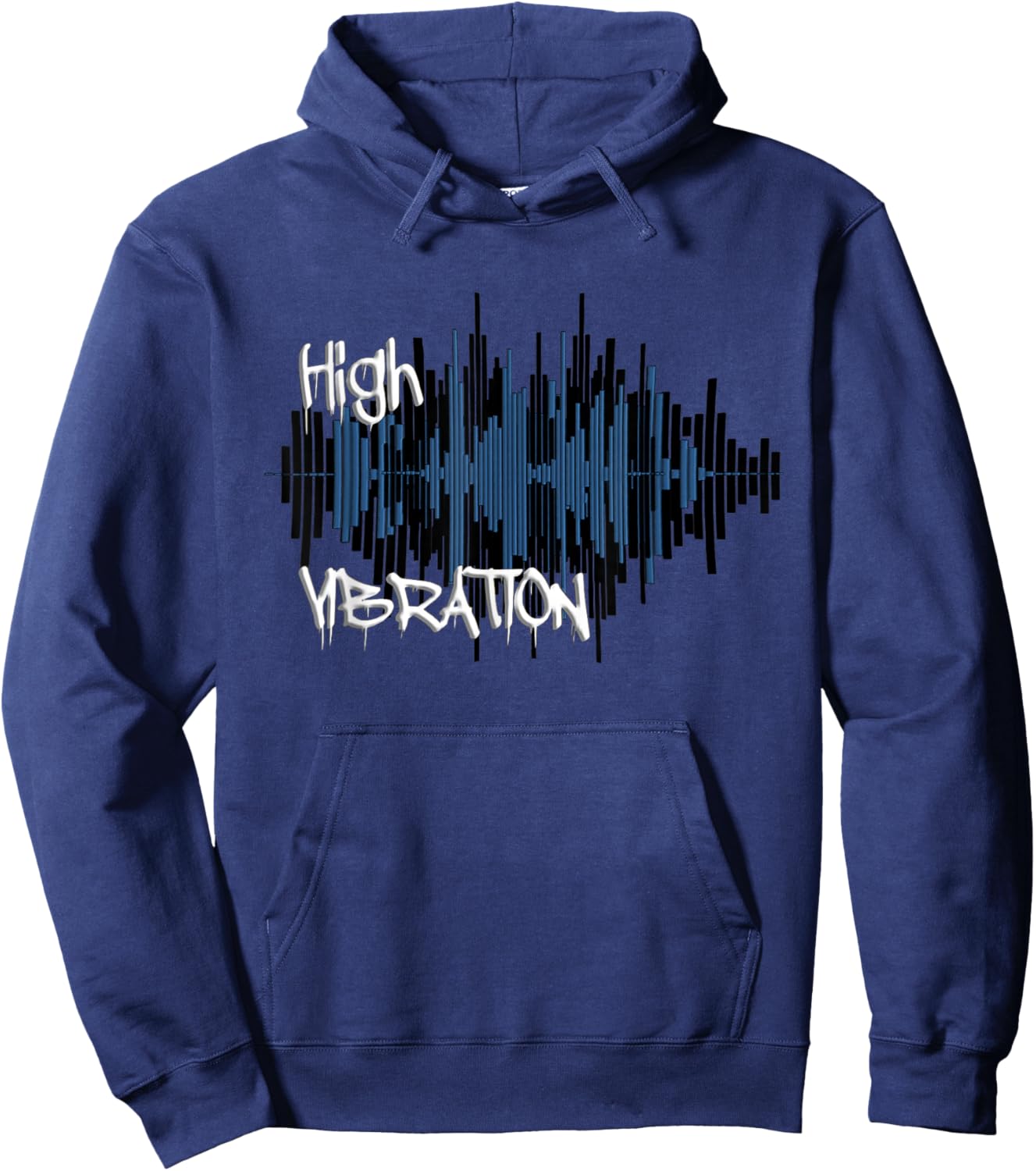 Elevate Your Vibe High Frequency Typography Hoodie - Hoodie | Navy