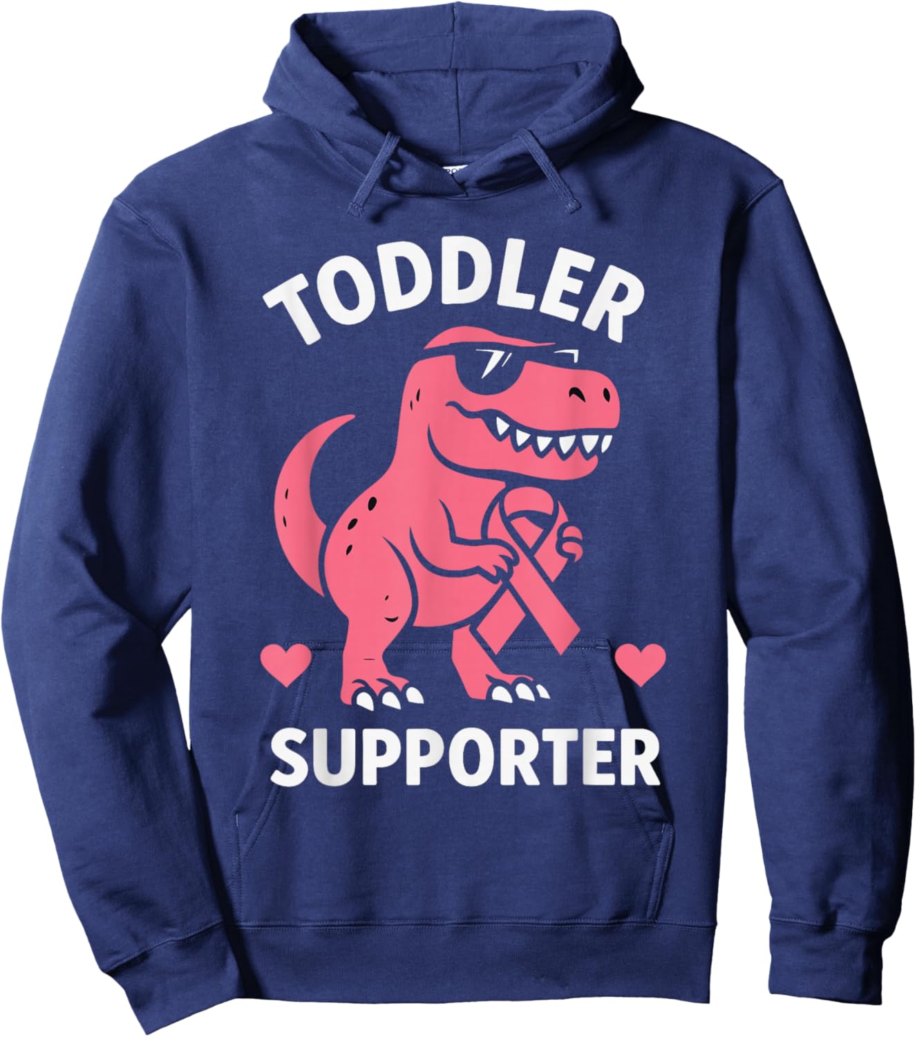 Toddler Supporter Breast Cancer Awareness Boys T-Rex Hoodie - Hoodie | Navy