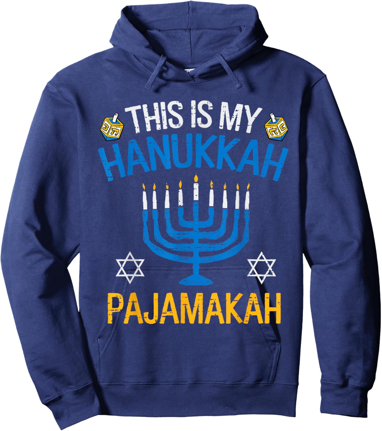 Vintage This is My Hanukkah Pajamakah Pajama Chanukah Jewish Hoodie - Hoodie | Navy