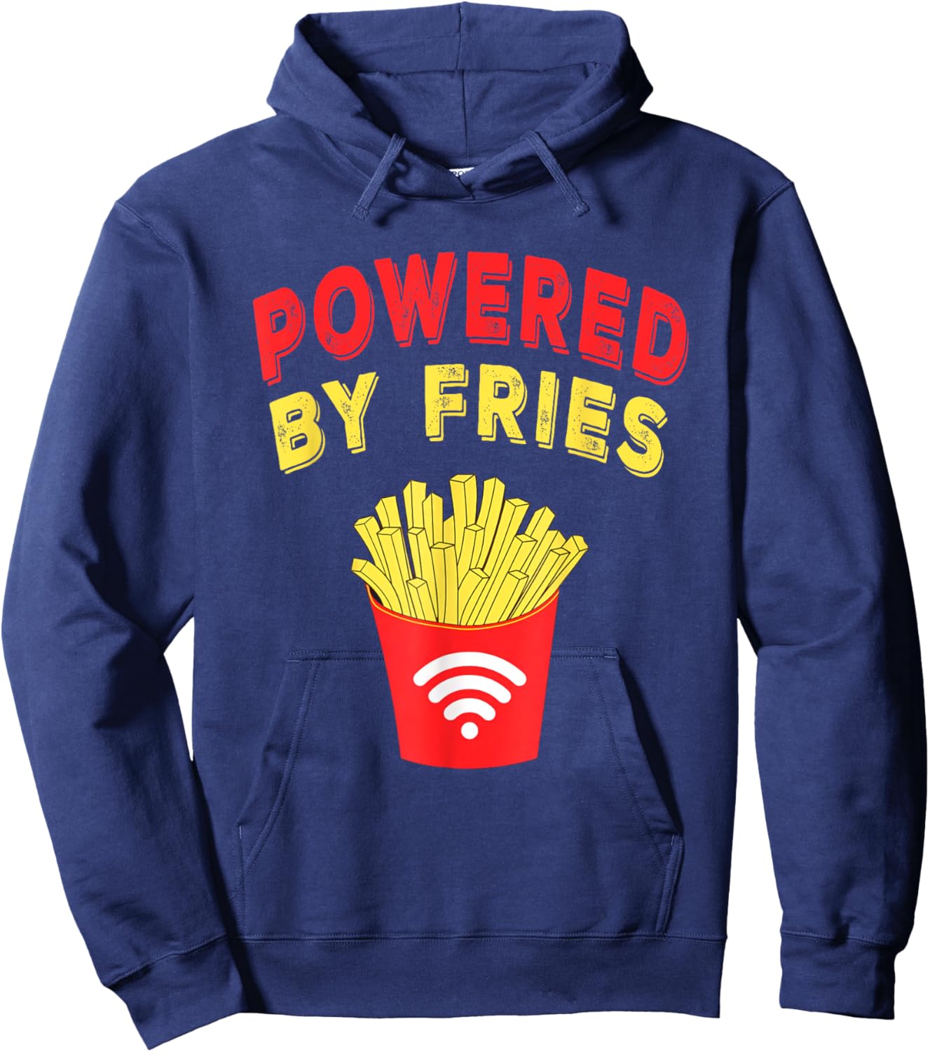 Powered by Fries, Funny French Fries Fast Food Lover Gifts Hoodie - Hoodie | Navy