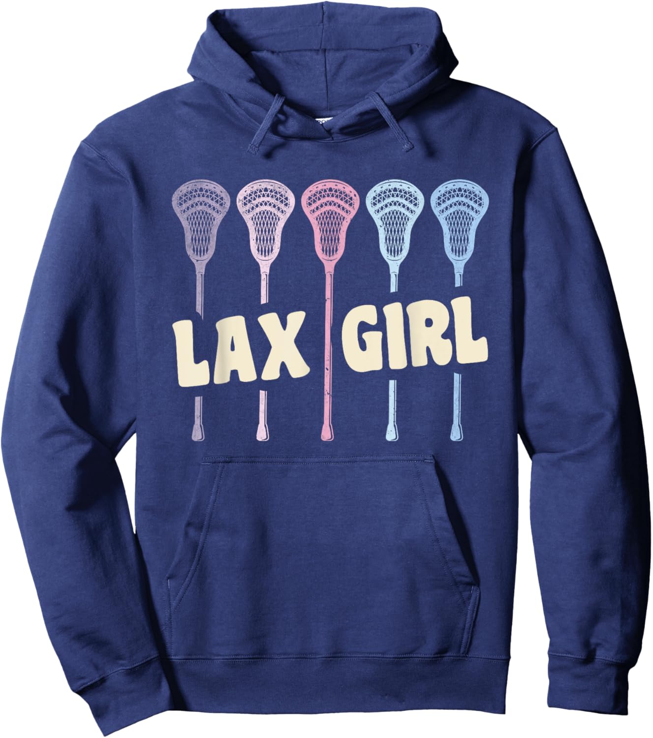 Lax Girl Lacrosse Stick Women Retro Lacrosse Player Goalie Hoodie - Hoodie | Navy
