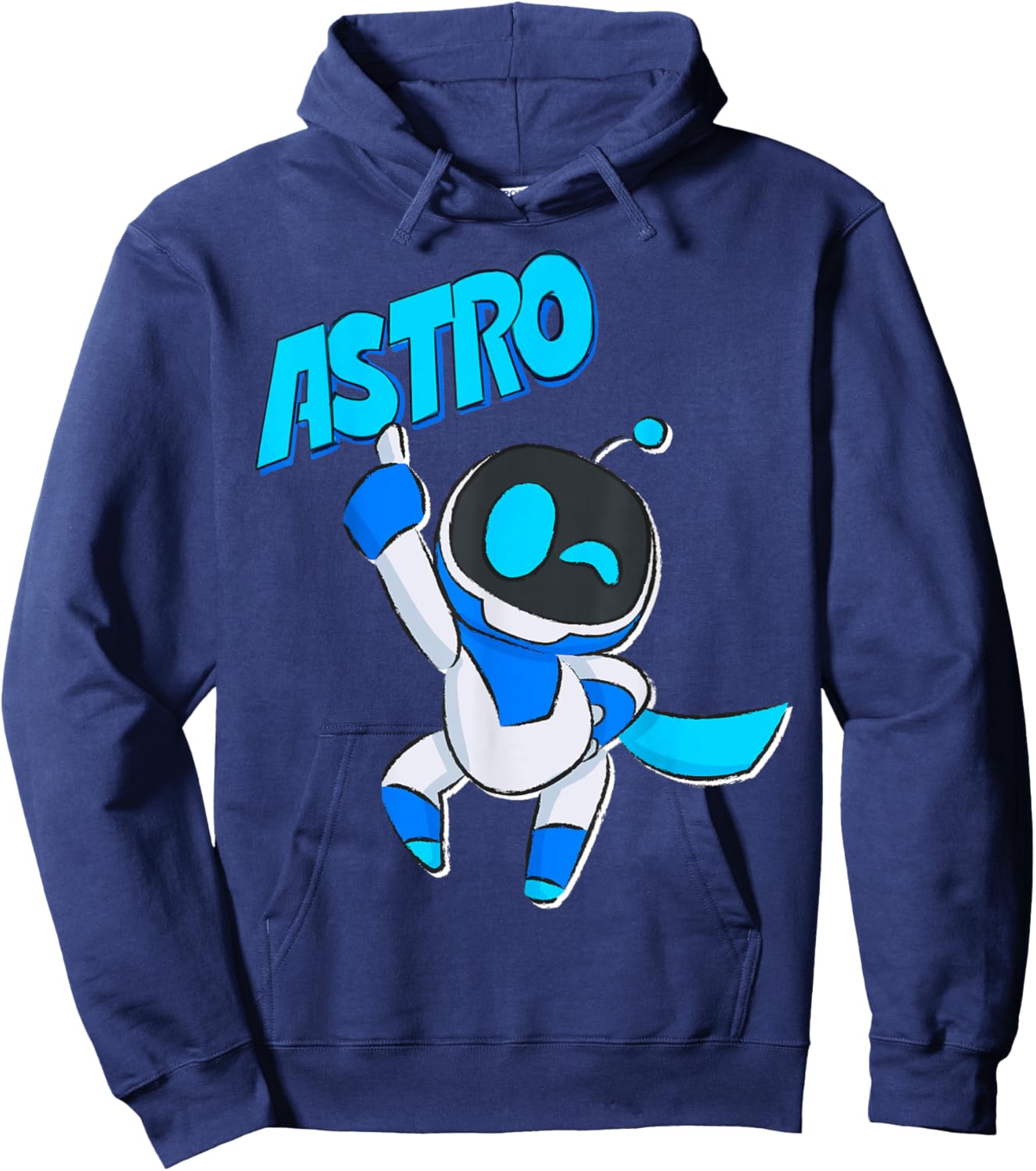 Astrobot Astro Blue Bold Font Classic Super Pose with Cape Hoodie - Hoodie | Navy