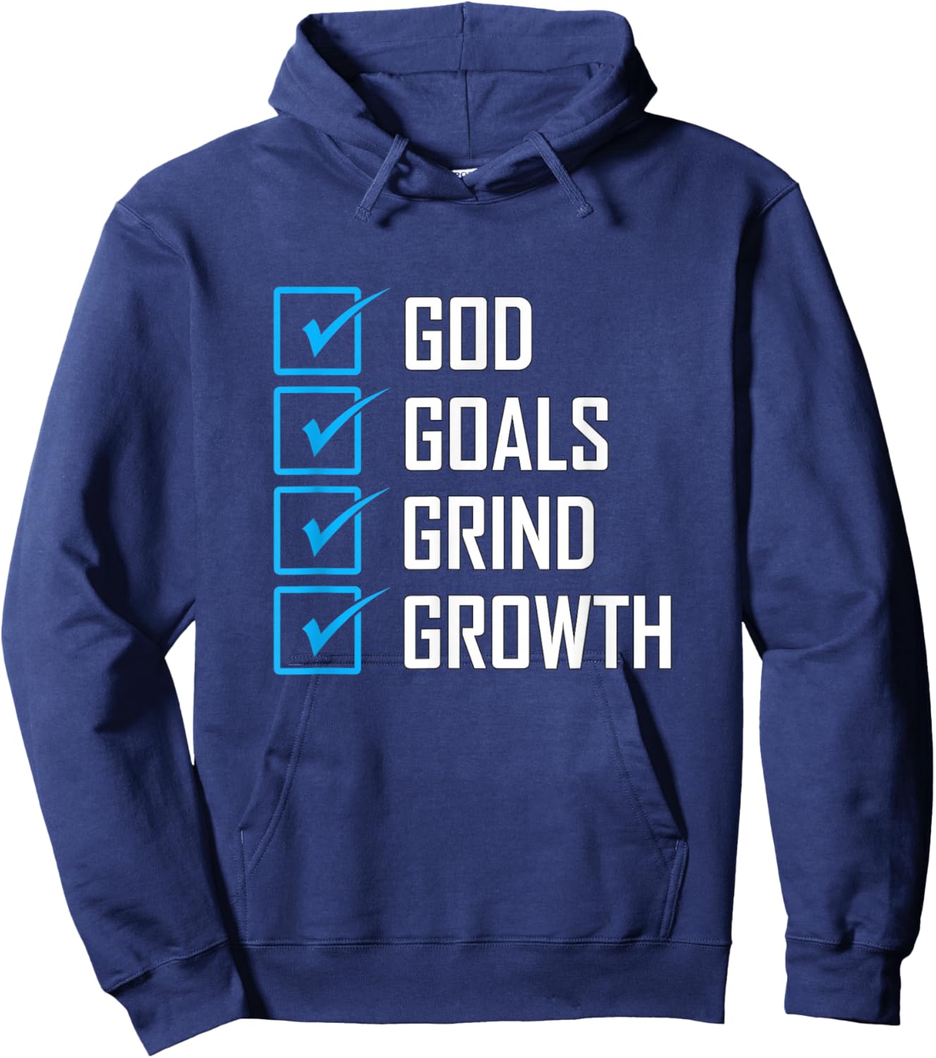 Blue Color Goals Grind Growth Blue Graphic Hoodie - Hoodie | Navy
