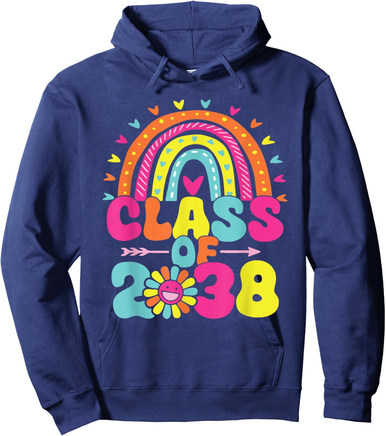 Class Of 2038 Retro Groovy Rainbow Grow Hoodie - Hoodie | Navy