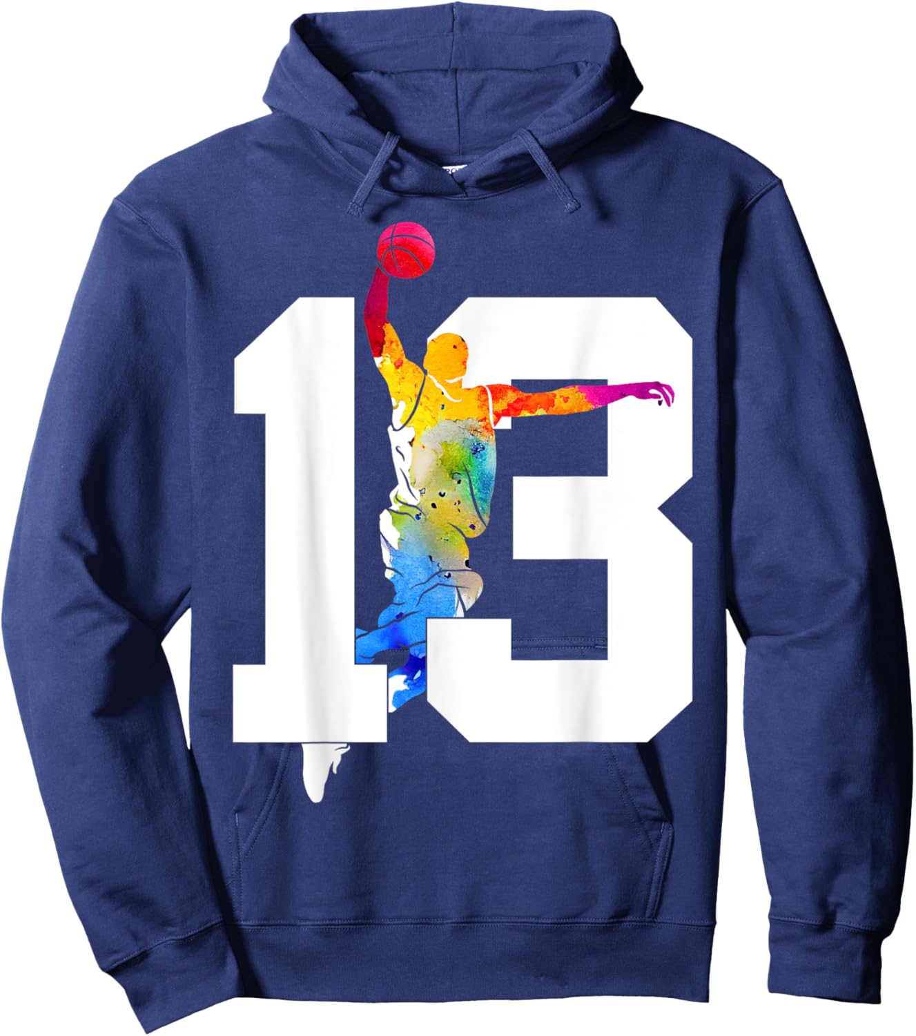 Number 13 Years Basketball 13th Birthday Hoodie - Hoodie | Navy