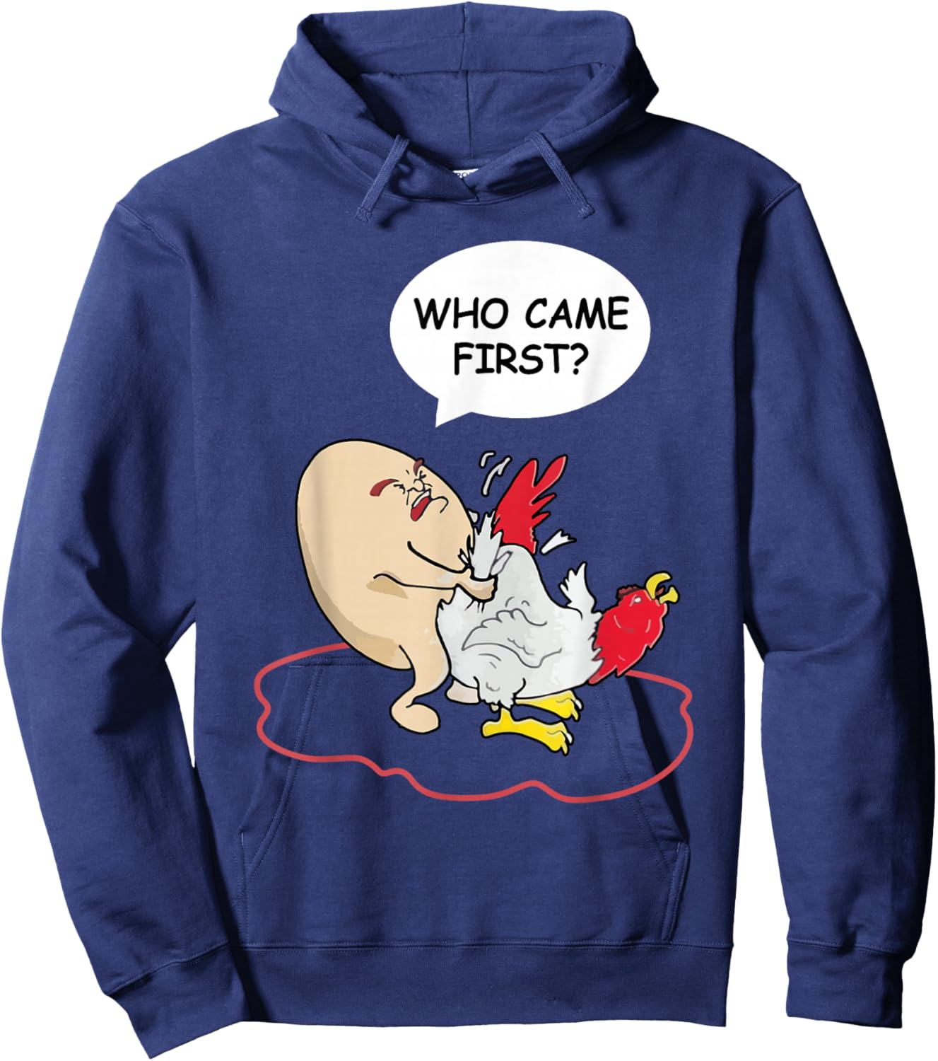 Who Came First Chicken Or Egg Funny Adult Humor Hoodie - Hoodie | Navy