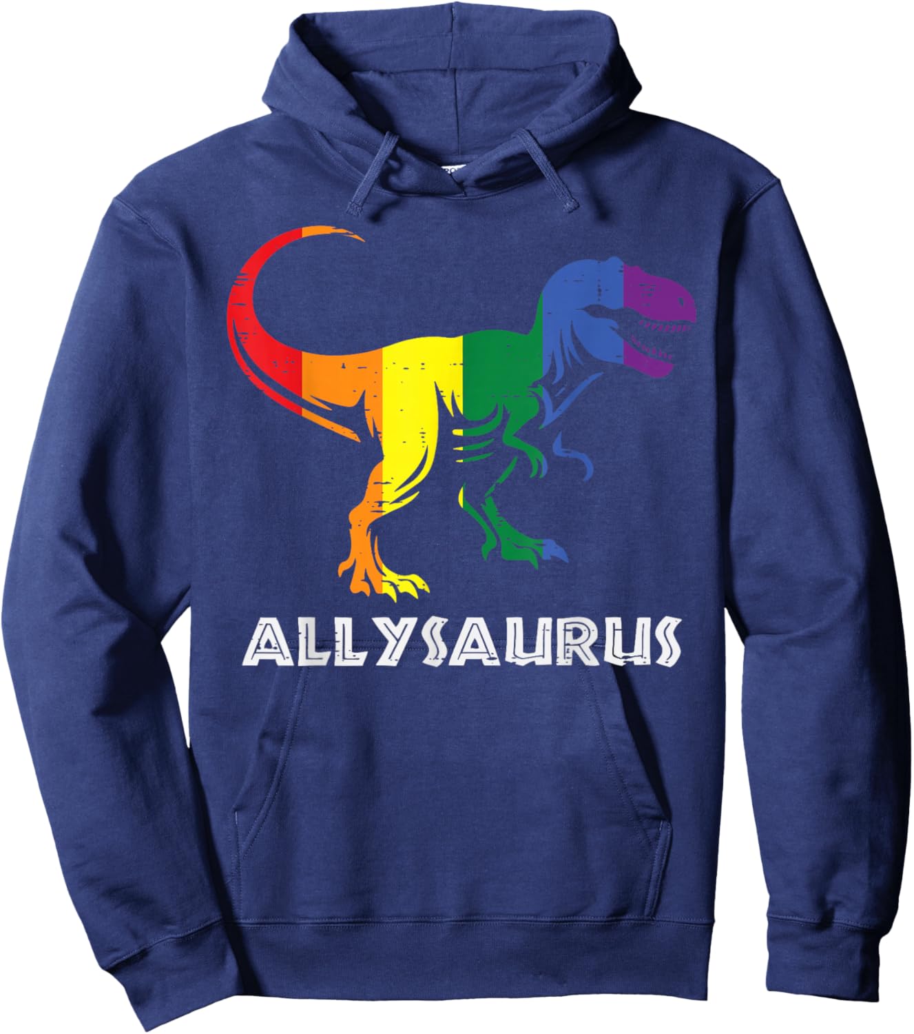 Gay Pride Month Allysaurus Trex Dino LGBTQ Ally Boys Kids Hoodie - Hoodie | Navy