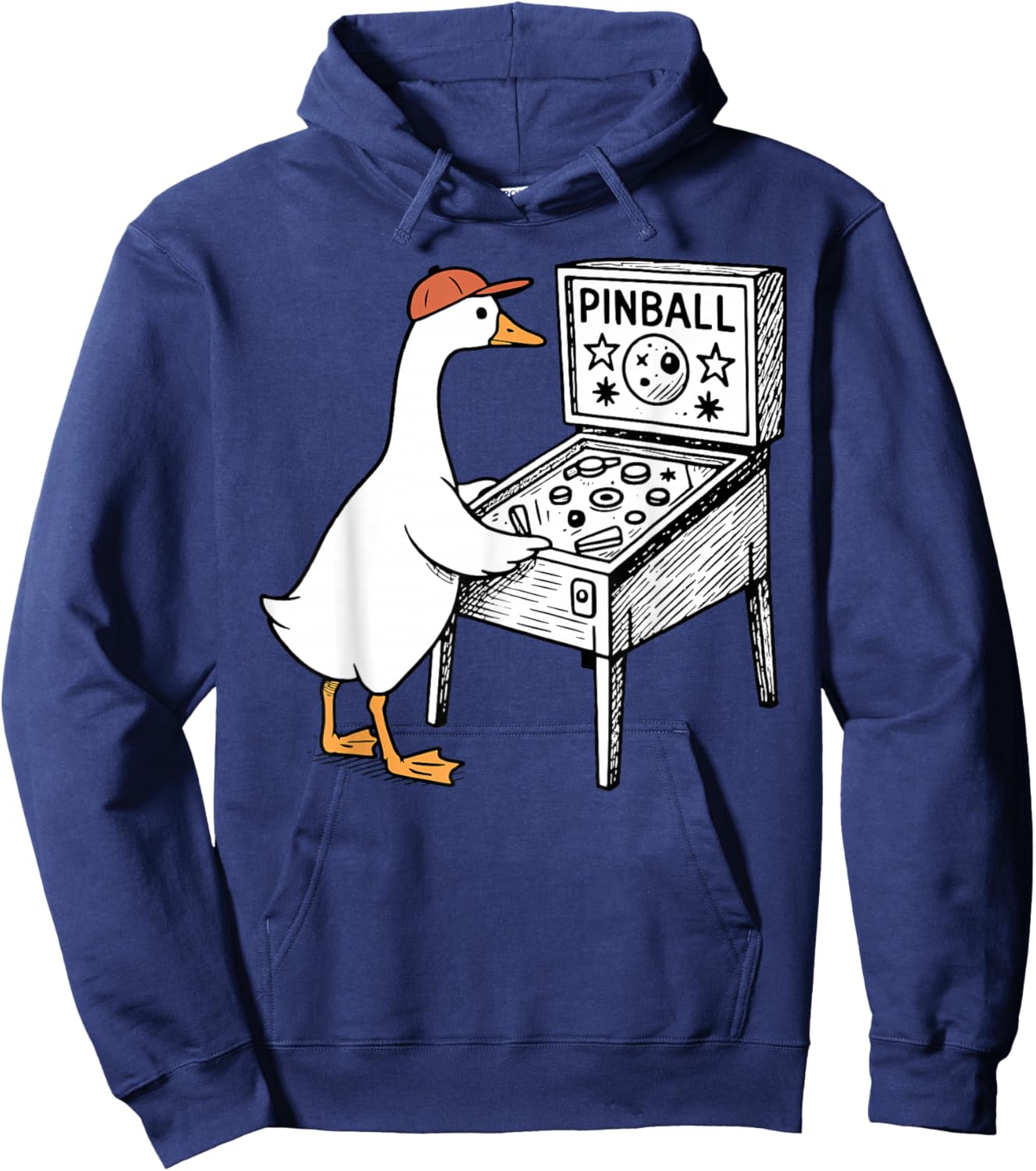 Silly Goose Playing Pinball Machine Players Flipping Ball Hoodie - Hoodie | Navy