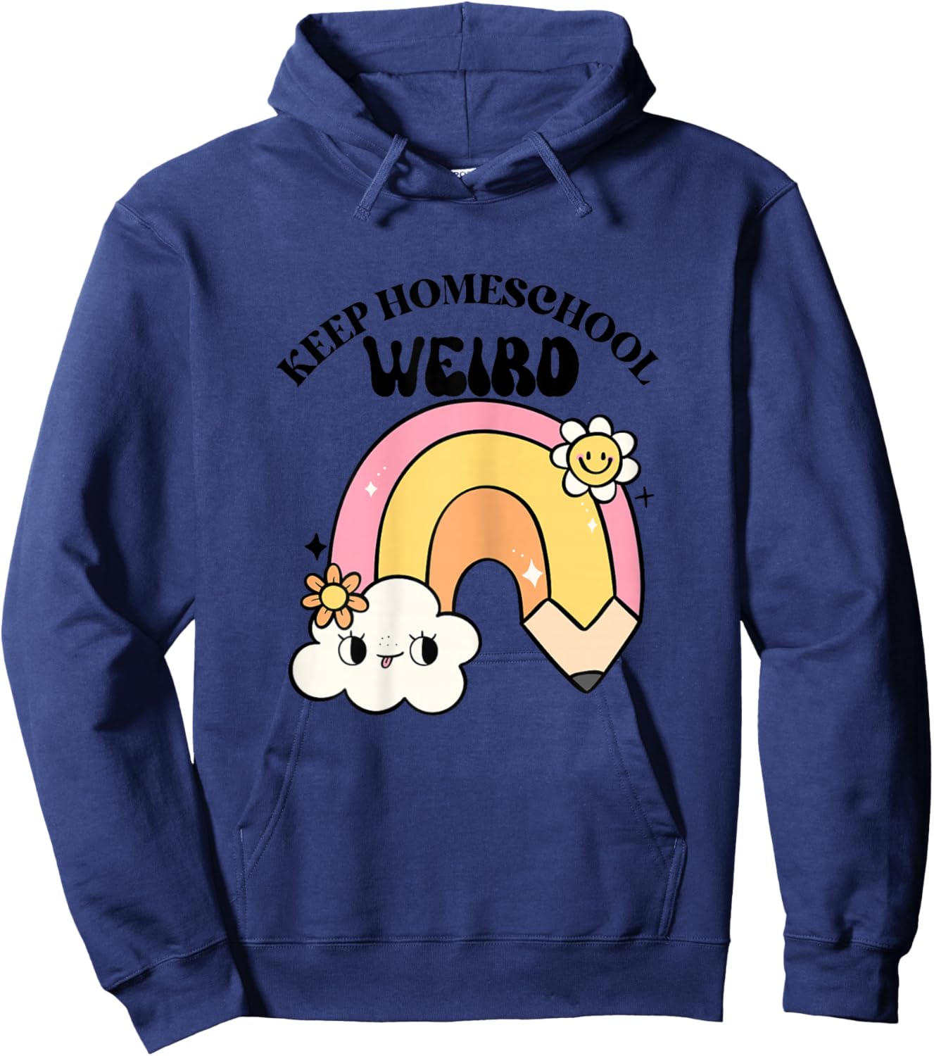 Keep Homeschool Weird Cute Rainbow Teacher Mom Kid Design Hoodie - Hoodie | Navy