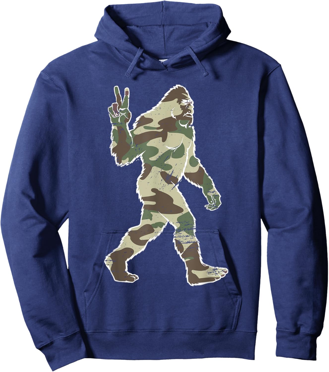 Vintage Bigfoot Sasquatch American Flag Camo Outdoors Hiking Hoodie - Hoodie | Navy