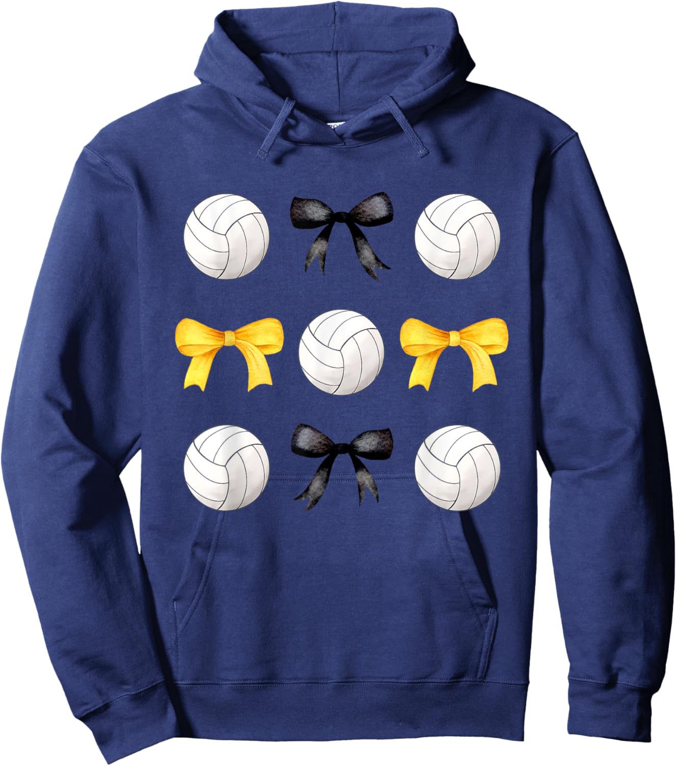 Volleyballs & Black Yellow Gold Bows Volleyball Team Player Hoodie - Hoodie | Navy