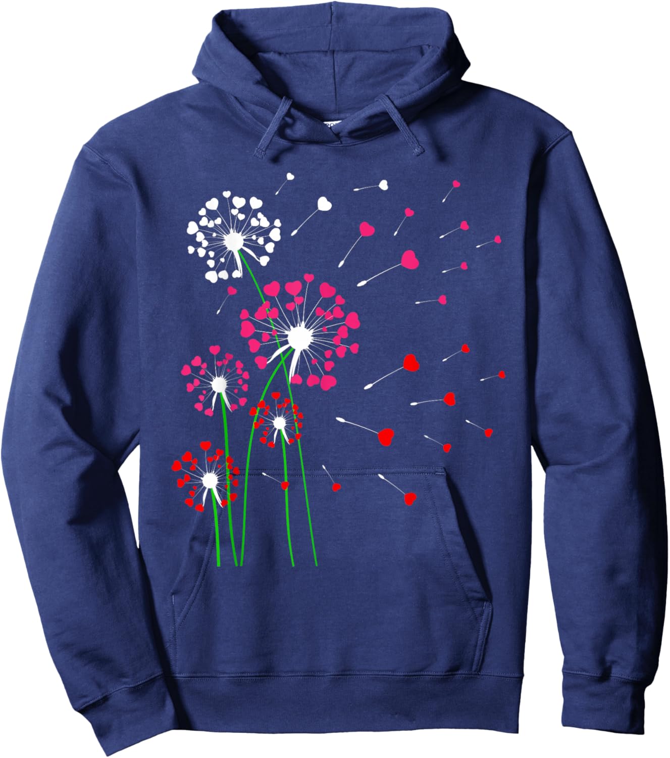 Hearts Dandelions Flowers Lover Valentine's Day Gardener Hoodie - Hoodie | Navy