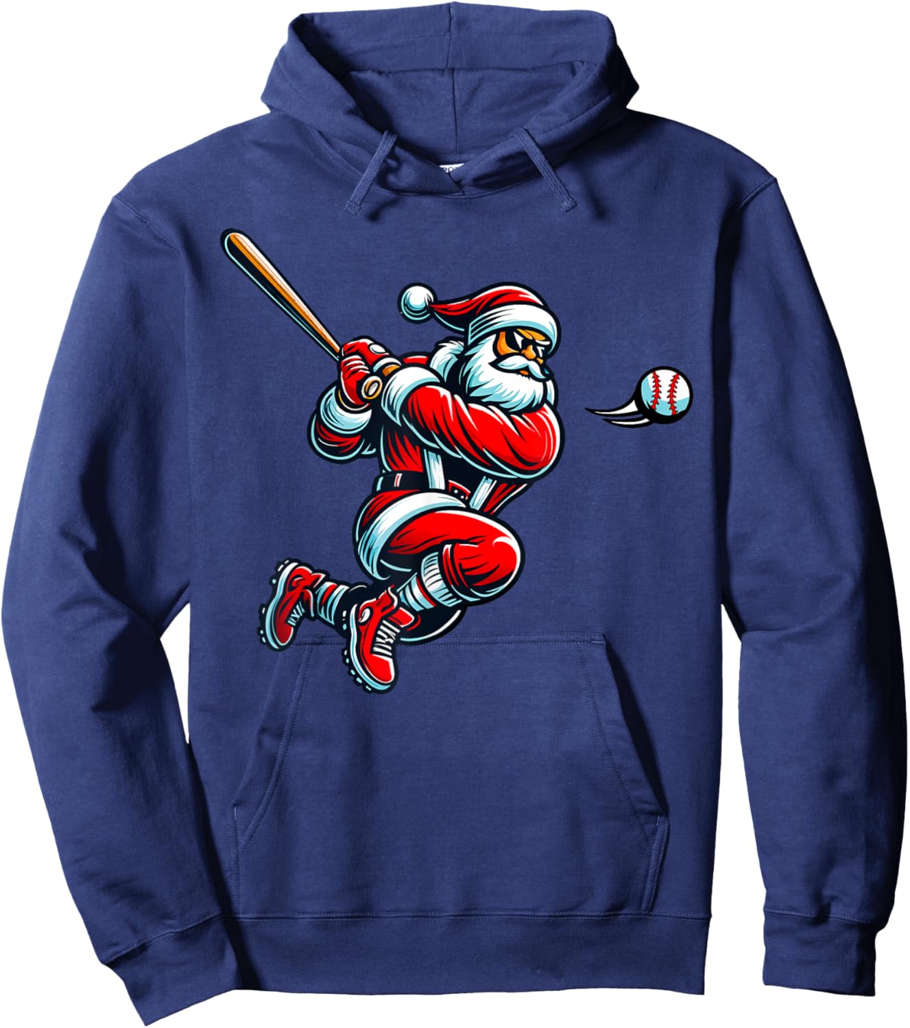 Santa Baseball Player Xmas Men Kids Boys Christmas Sports Hoodie - Hoodie | Navy