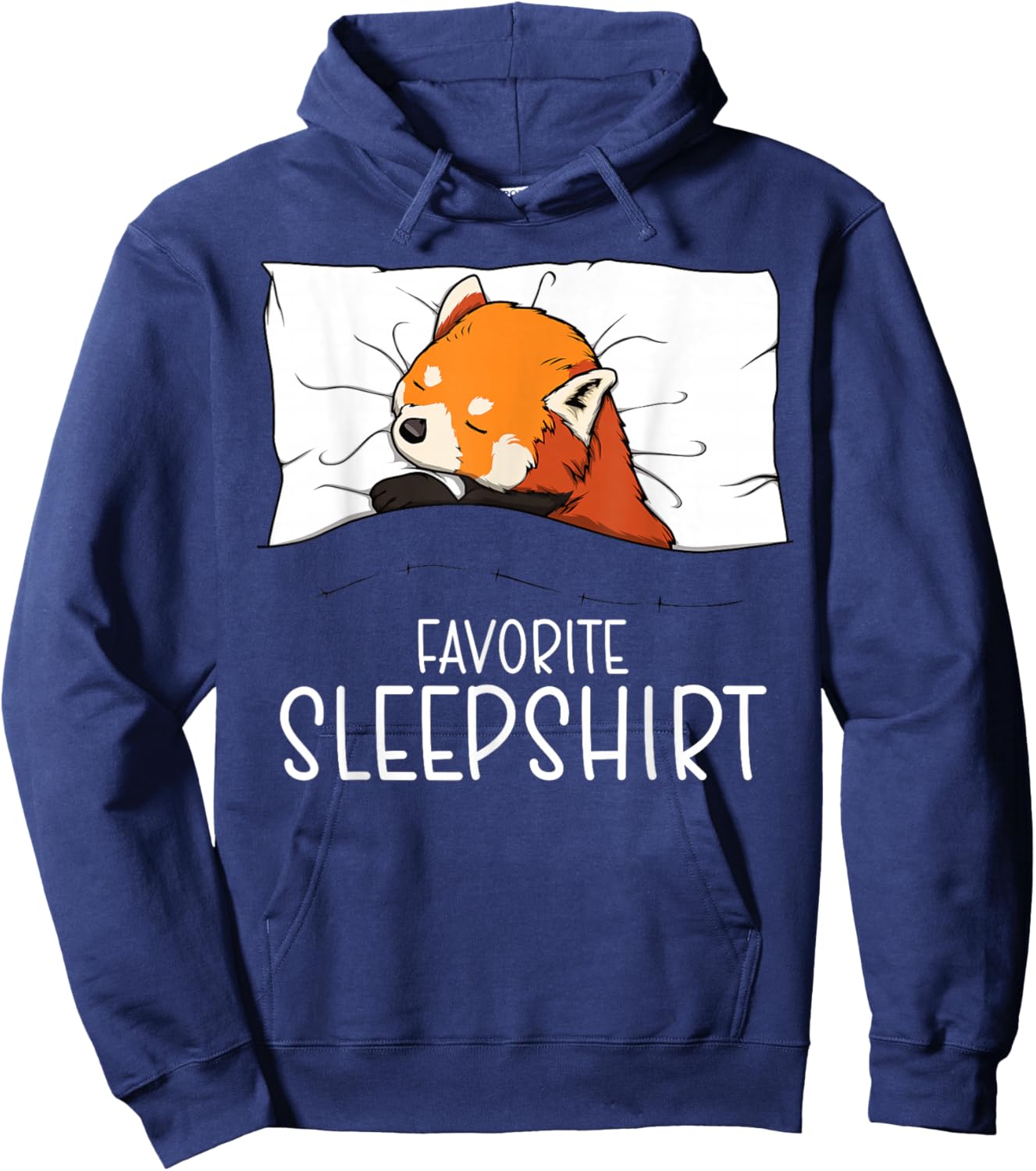 Favorite Sleepshirt Red Panda, Napping Red Panda Pajama Hoodie - Hoodie | Navy