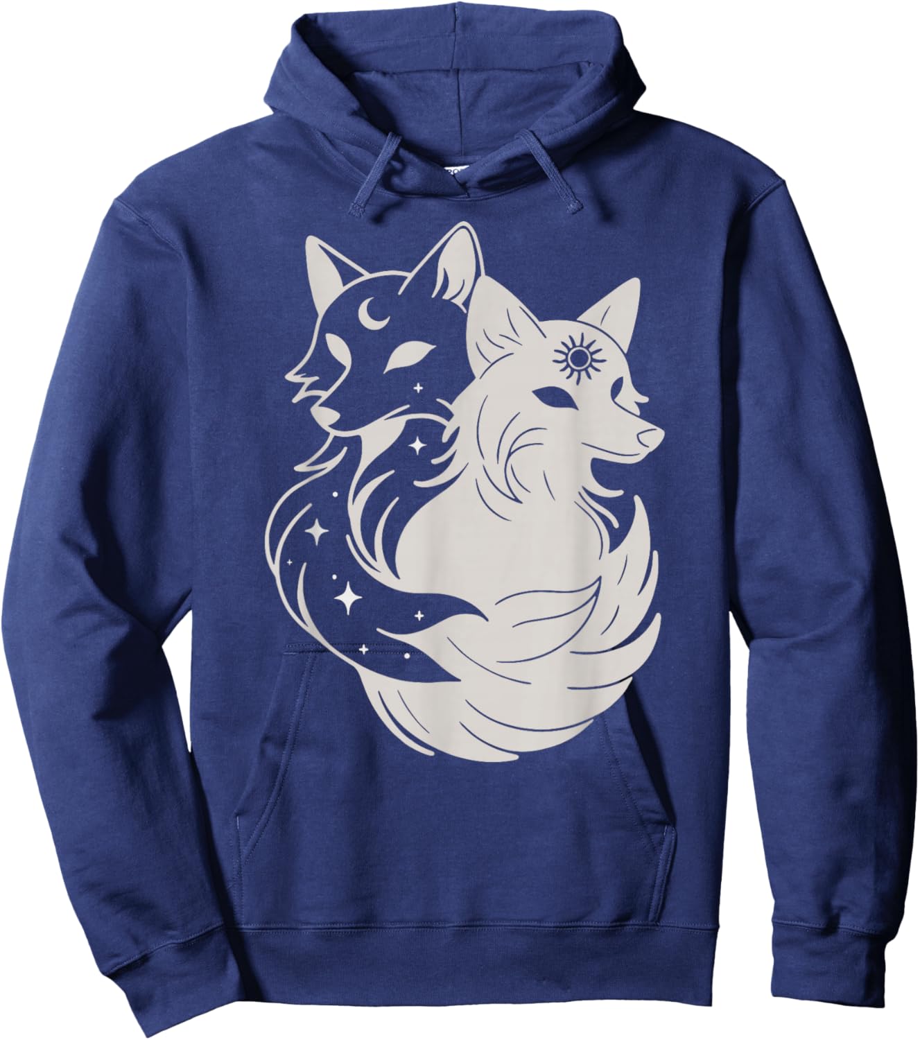 Fox Foxes Sun Stars Night Moon Day Spirit Celestial Sky Alt Hoodie - Hoodie | Navy