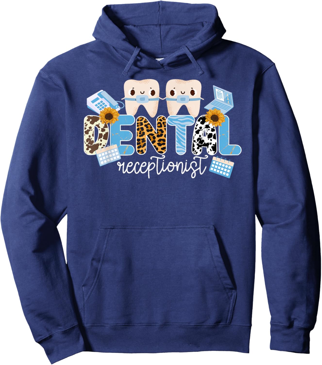 Dental Receptionist Leopard Dental Receptionists Hoodie - Hoodie | Navy