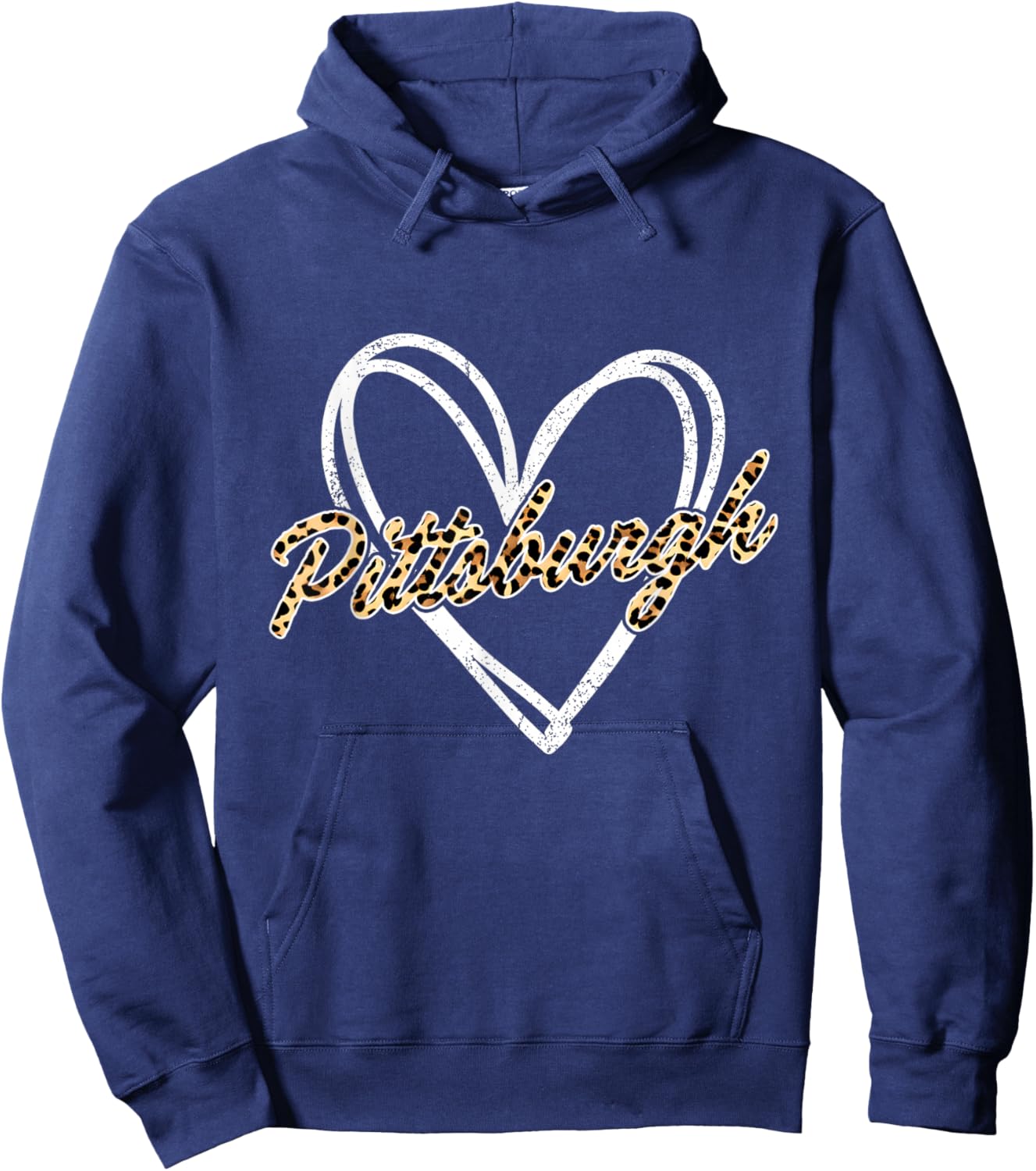 Vintage Heart Love Pittsburgh Leopard Men Women Boy Girl Hoodie - Hoodie | Navy