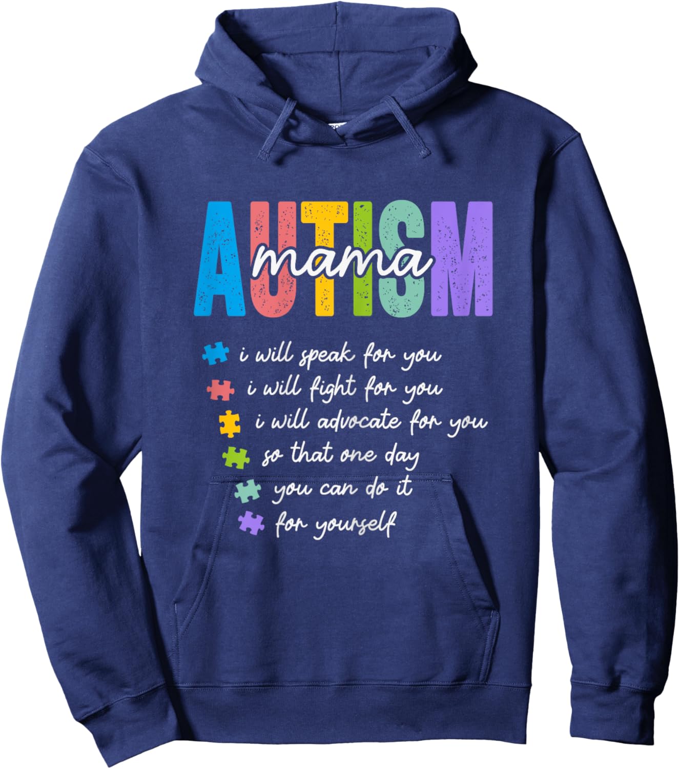 Autism Mama I Will Fight For You Until You Can Autism Mom Hoodie - Hoodie | Navy