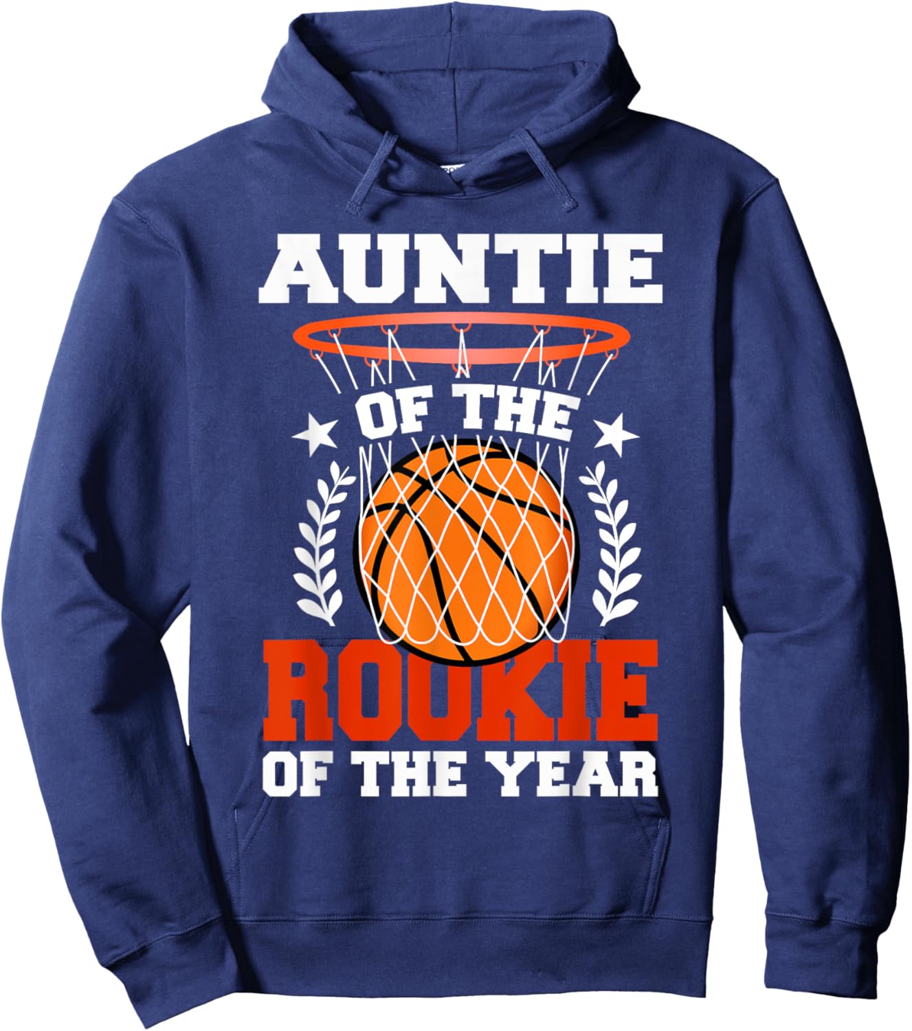 Auntie Of Rookie 1st Basketball Birthday Theme Matching Hoodie - Hoodie | Navy