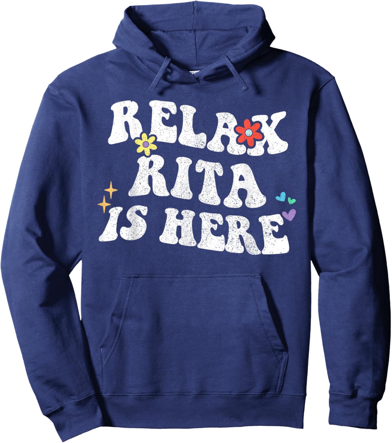 Personalized First Name outfit Retro Groovy Relax RITA Is Here Funny Mother's Day Name Hoodie - Hoodie | Navy