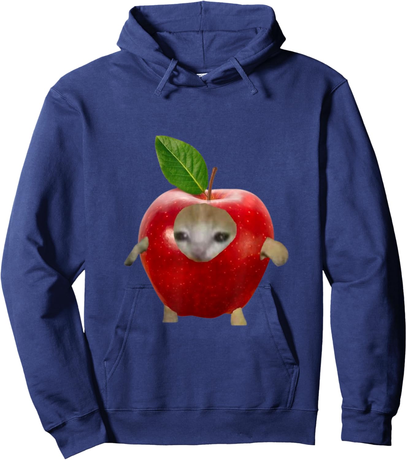 Gift Friends Funny Crying Apple Cat Memes Hoodie - Hoodie | Navy