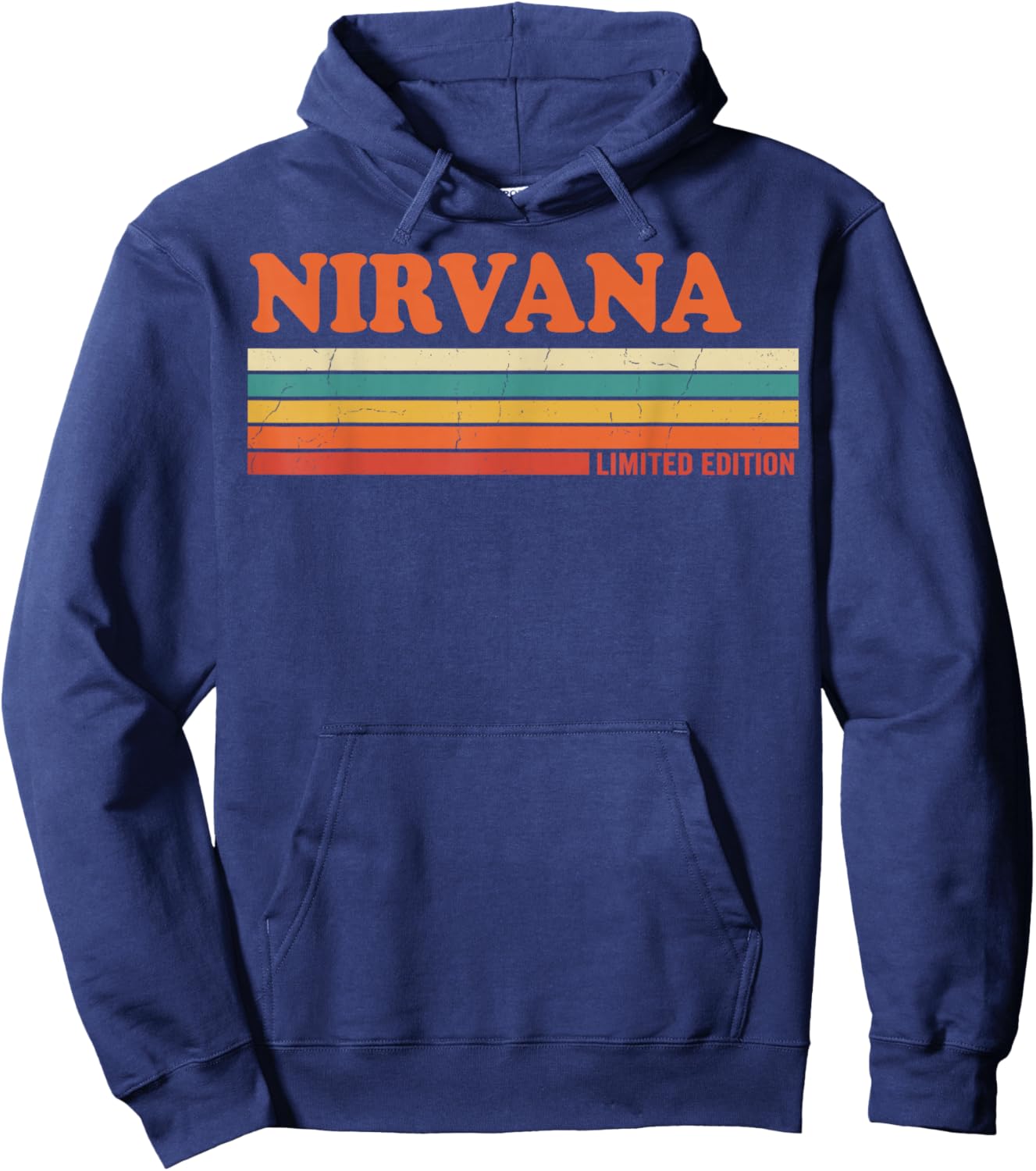 Nirvana Rétro Prénom Personnalisé Rayures Vintage Hoodie - Hoodie | Navy