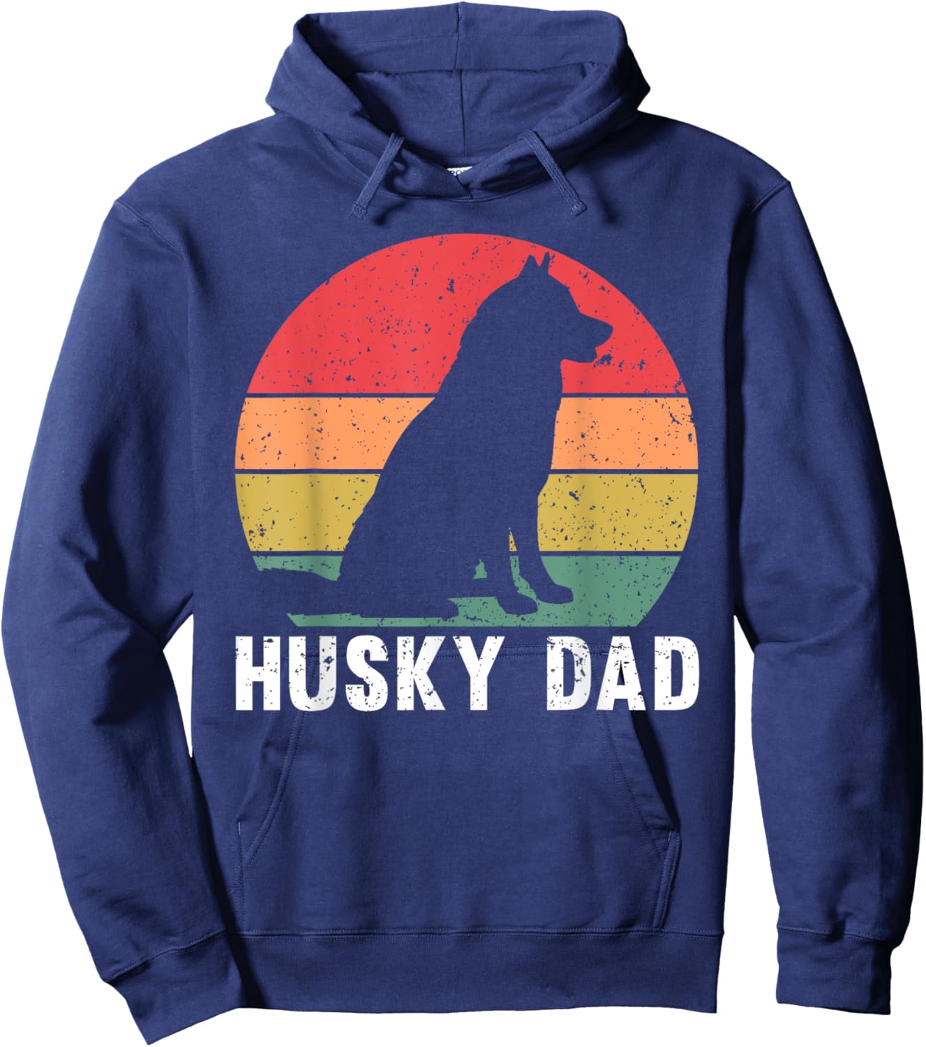 Husky Dad Art For Father Men Husky Lover Siberian Husky Dog Hoodie - Hoodie | Navy