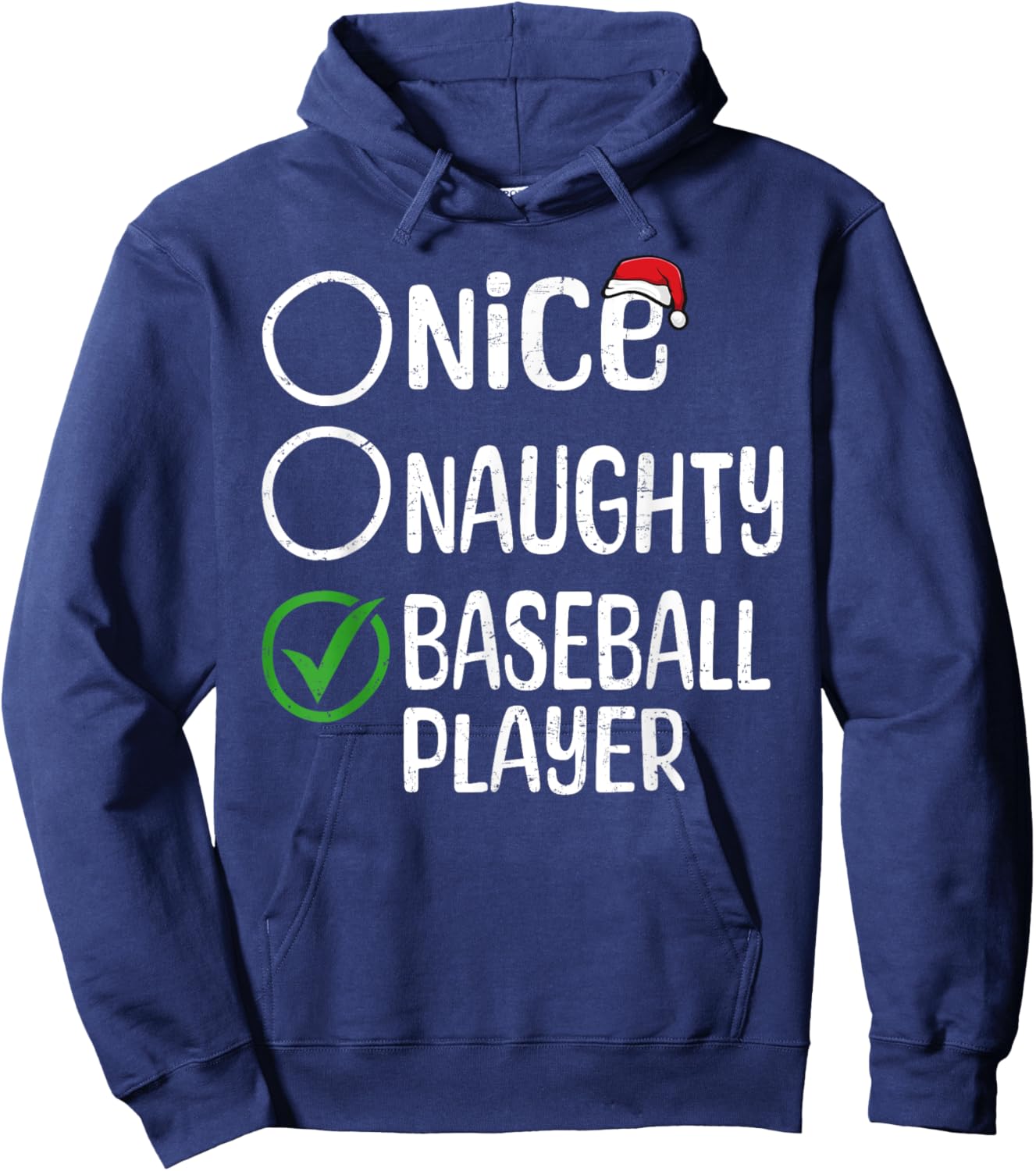 Merry Christmas Nice Naughty Baseball Player Xmas List Santa Hoodie - Hoodie | Navy