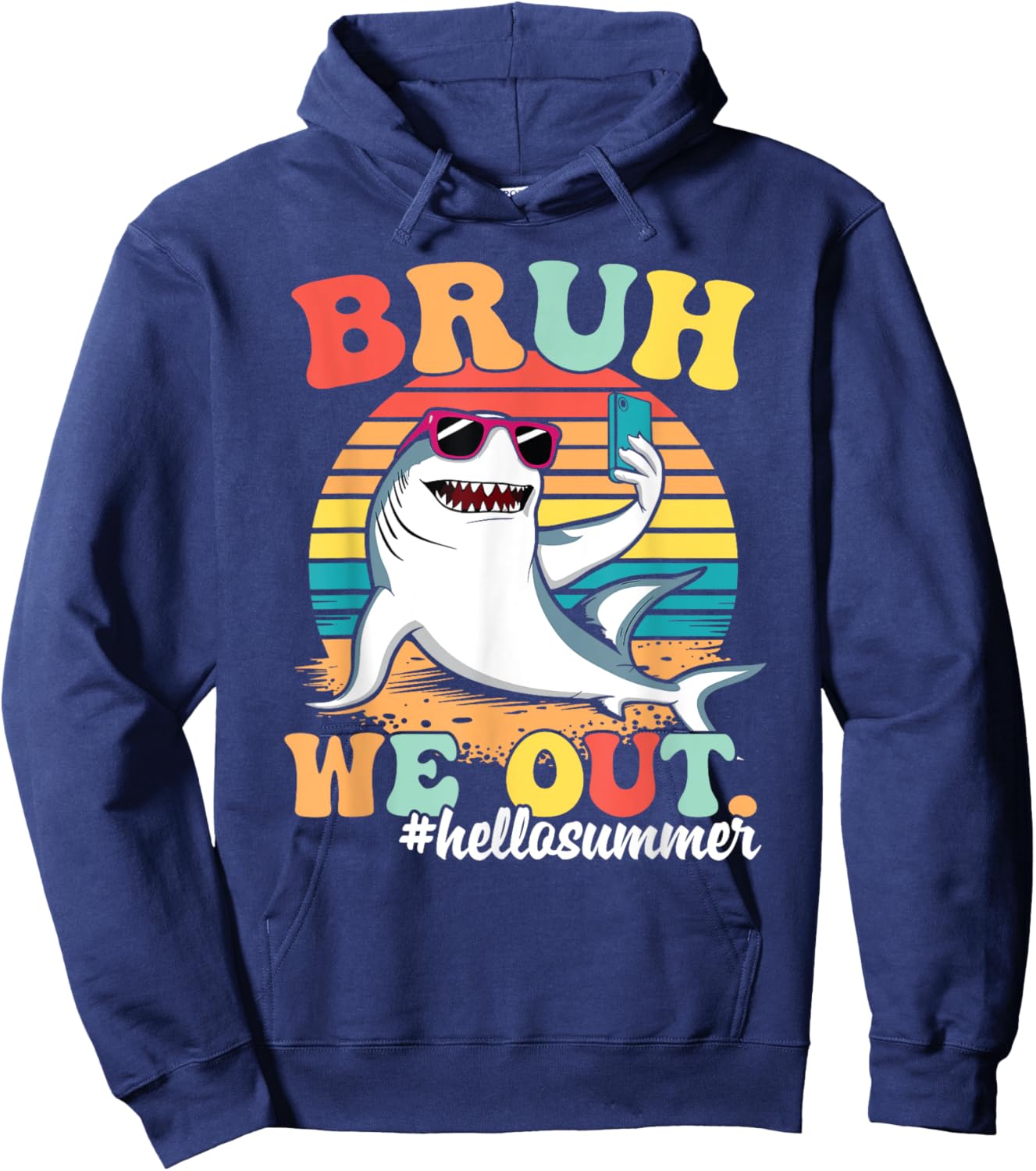 Happy Last Day Of School Bruh Funny Student Retro Groovy Hoodie - Hoodie | Navy