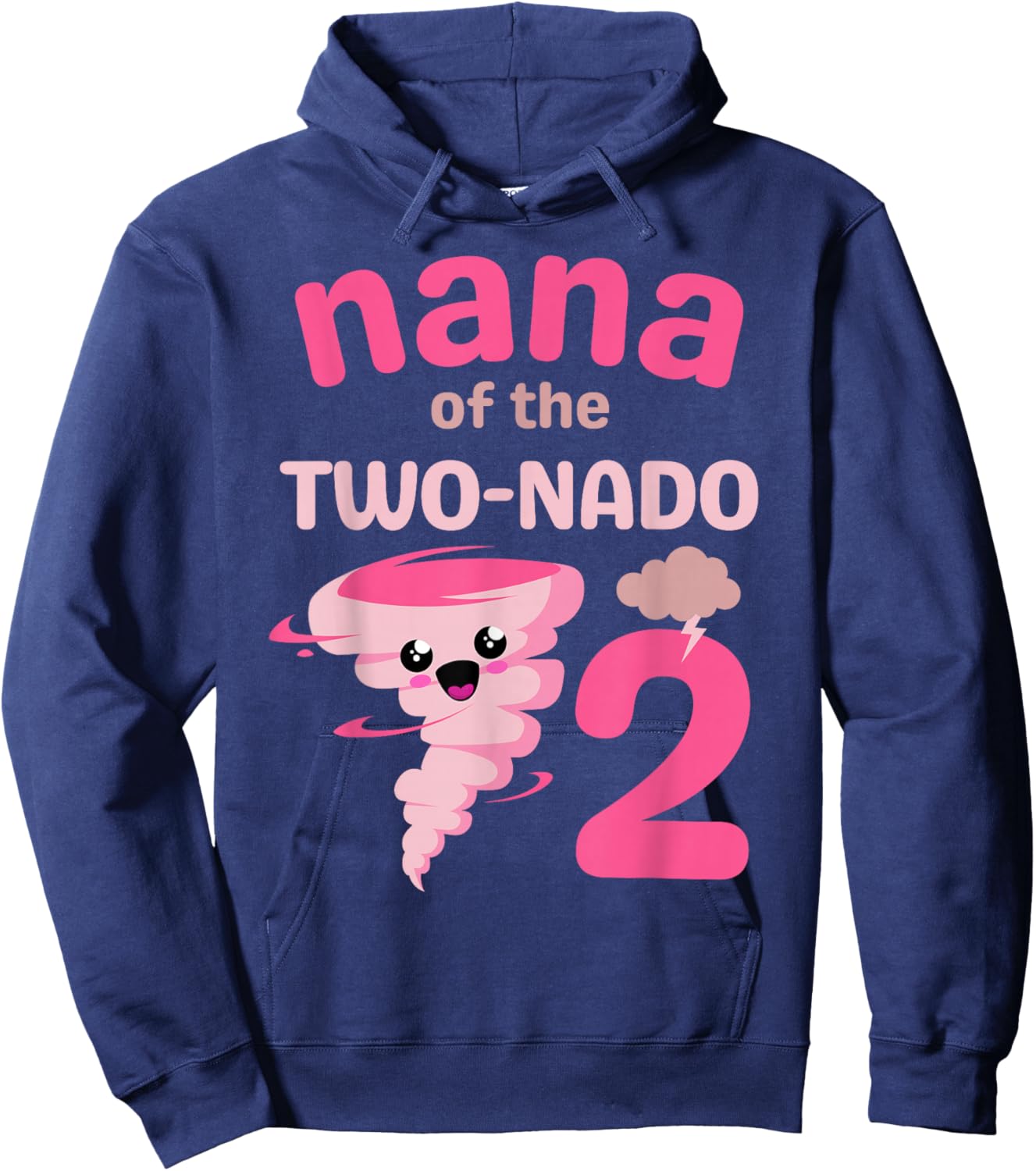 Nana of the Two-nado Tornado Theme 2nd Birthday Party Kids Hoodie - Hoodie | Navy