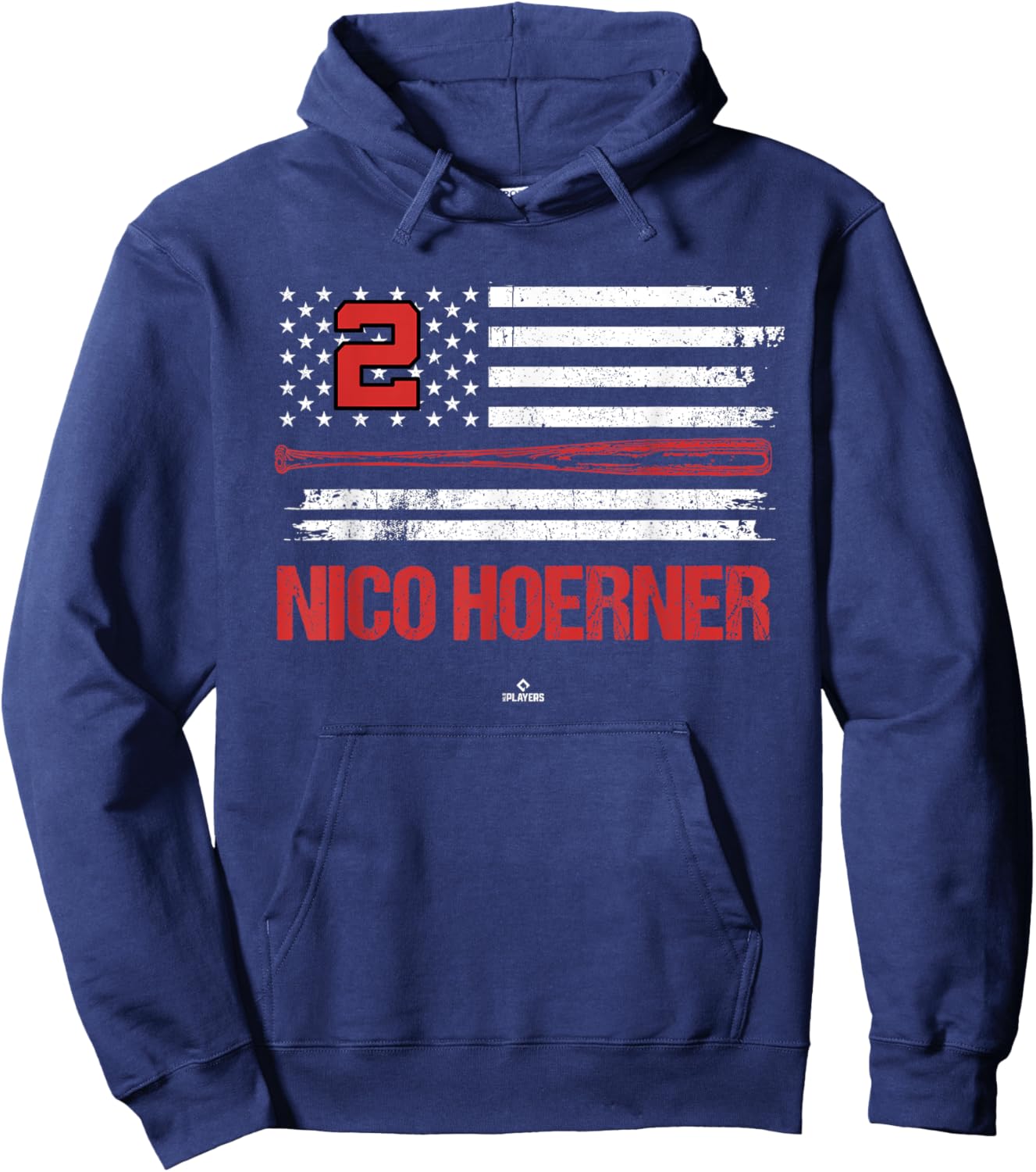 USA Flag Bat Nico Hoerner Chicago Baseball MLBPA Hoodie - Hoodie | Navy
