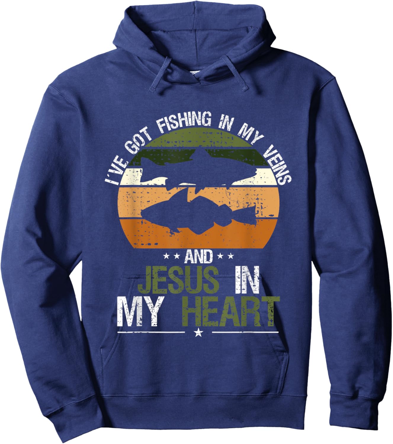 I've Got Fishing In My Veins And Jesus In My Heart Hoodie - Hoodie | Navy