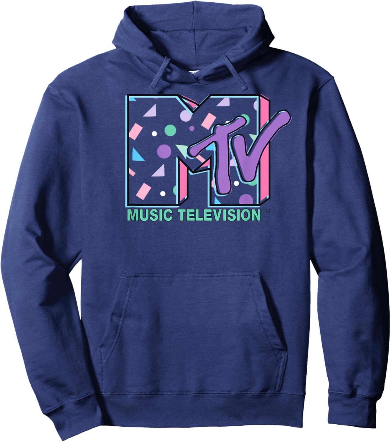 MTV 90s Logo Pattern Hoodie - Hoodie | Navy