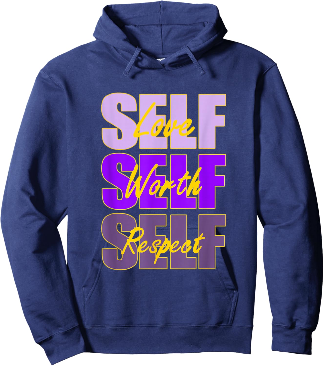 Purple and Golds Self-ish X 3-Gold & Purple Color Graphic Hoodie - Hoodie | Navy