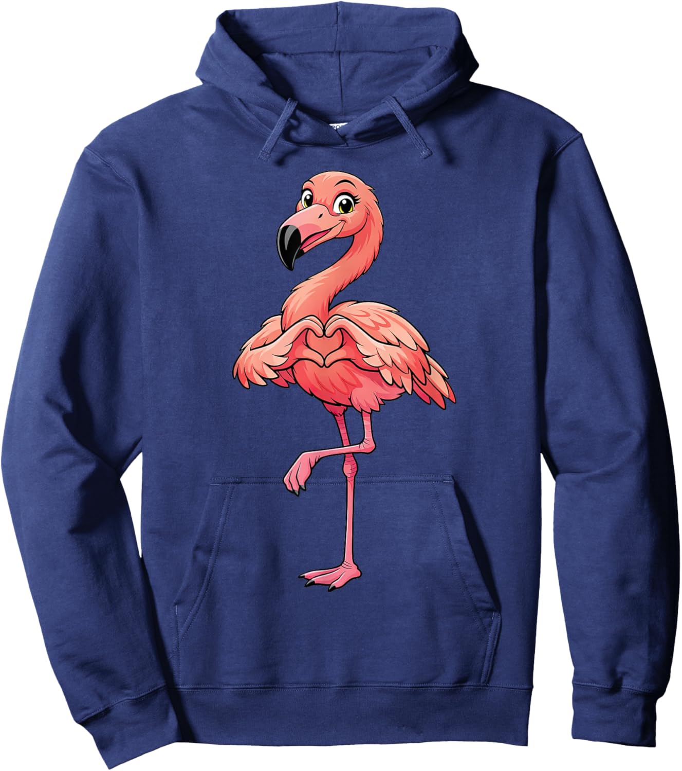 Flamingo with Heart Cute Pink Flamingo with Heart Symbol Hoodie - Hoodie | Navy
