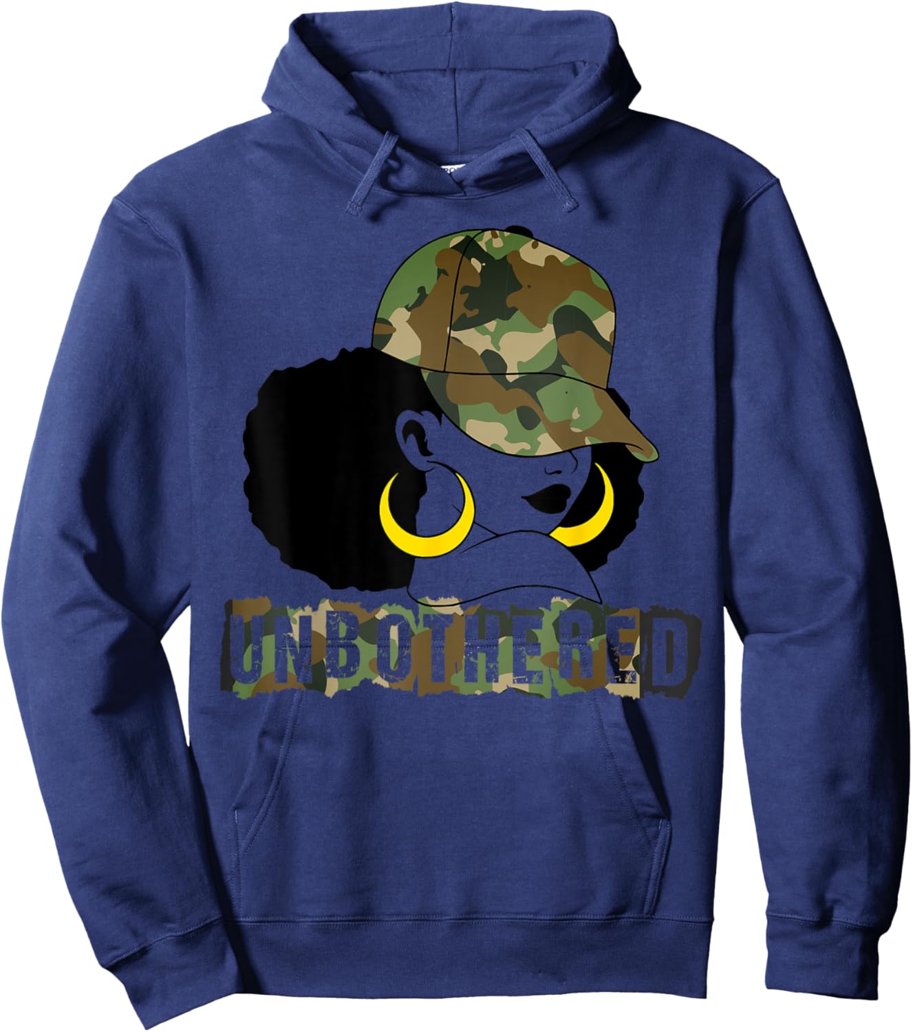 Unbothered Black Woman Camo Camouflage Melanin Black History Hoodie - Hoodie | Navy