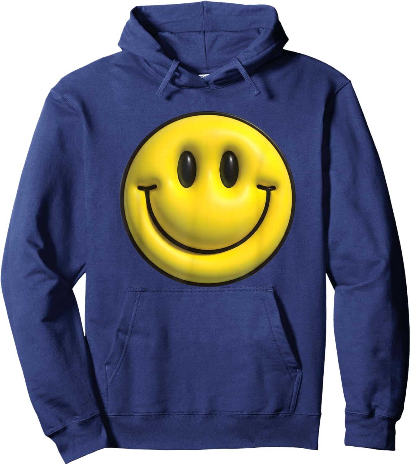 Retro Yellow Smile Face Fun Happy Face Classic Positive Mood Hoodie - Hoodie | Navy