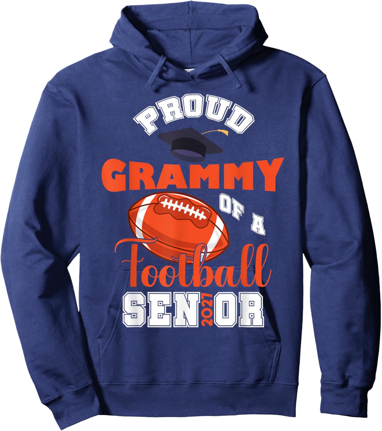 Proud Grammy of Football Senior Family School Graduation Hoodie - Hoodie | Navy