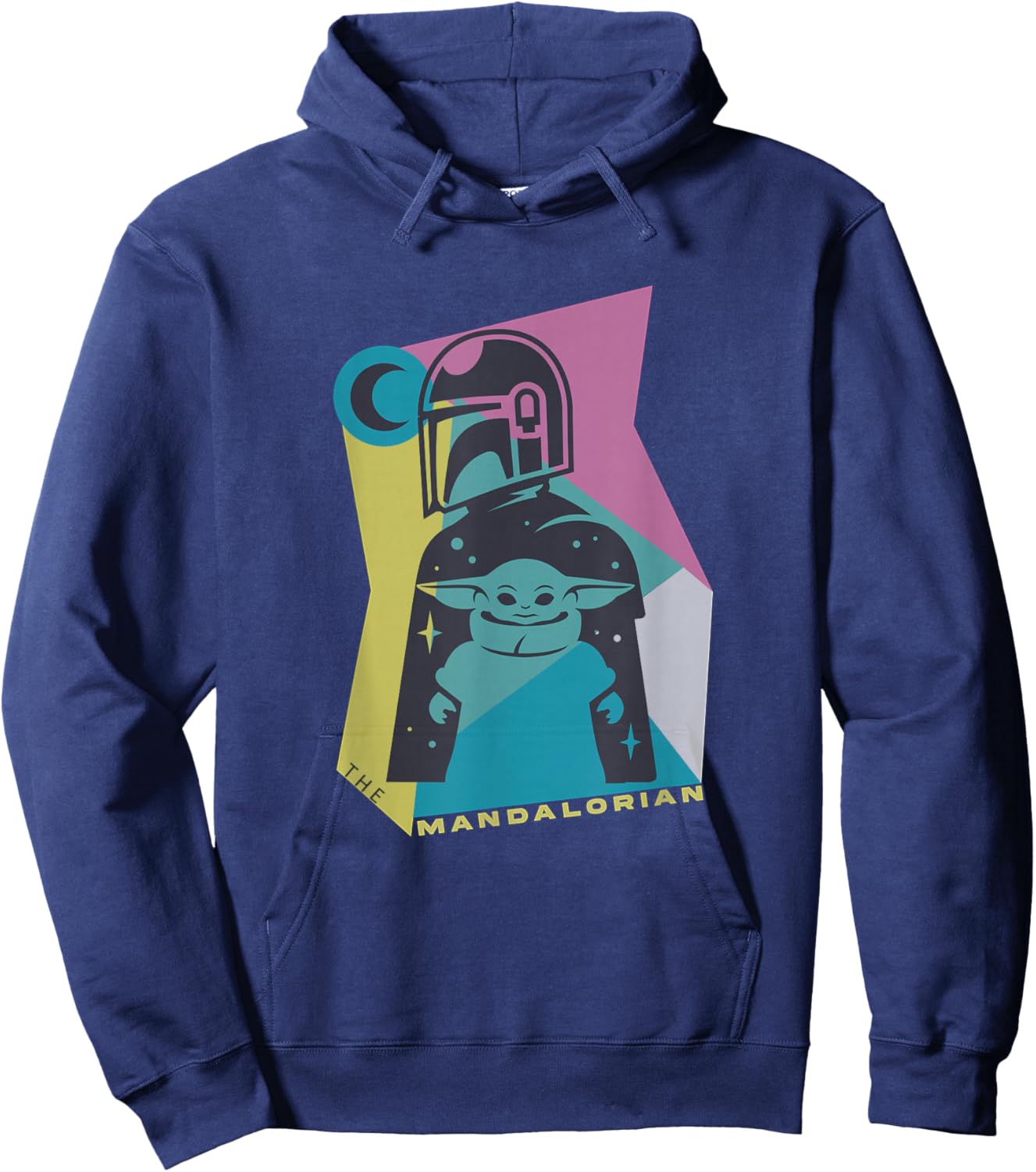 Star Wars The Mandalorian Grogu And Din Djarin Neon Retro Hoodie - Hoodie | Navy