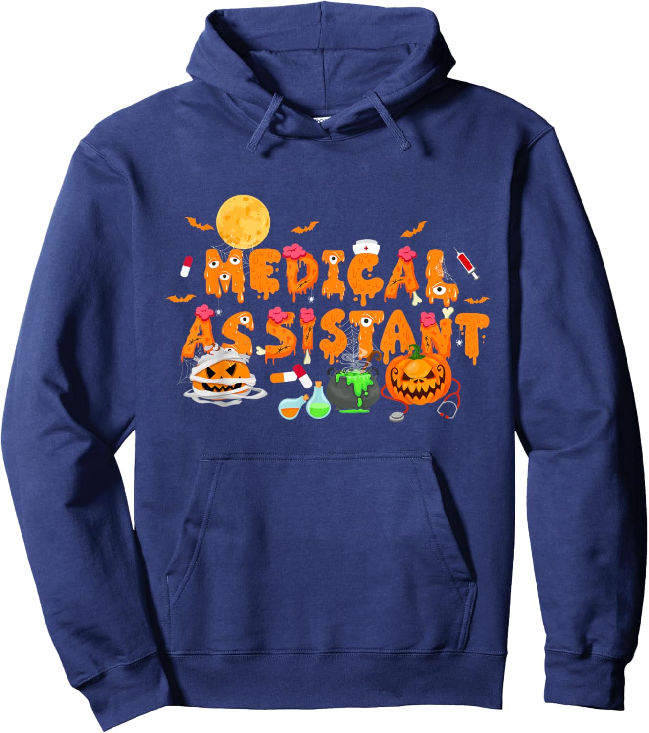 Men Women Medical Assistant Scary Halloween Zombie Costume Hoodie - Hoodie | Navy