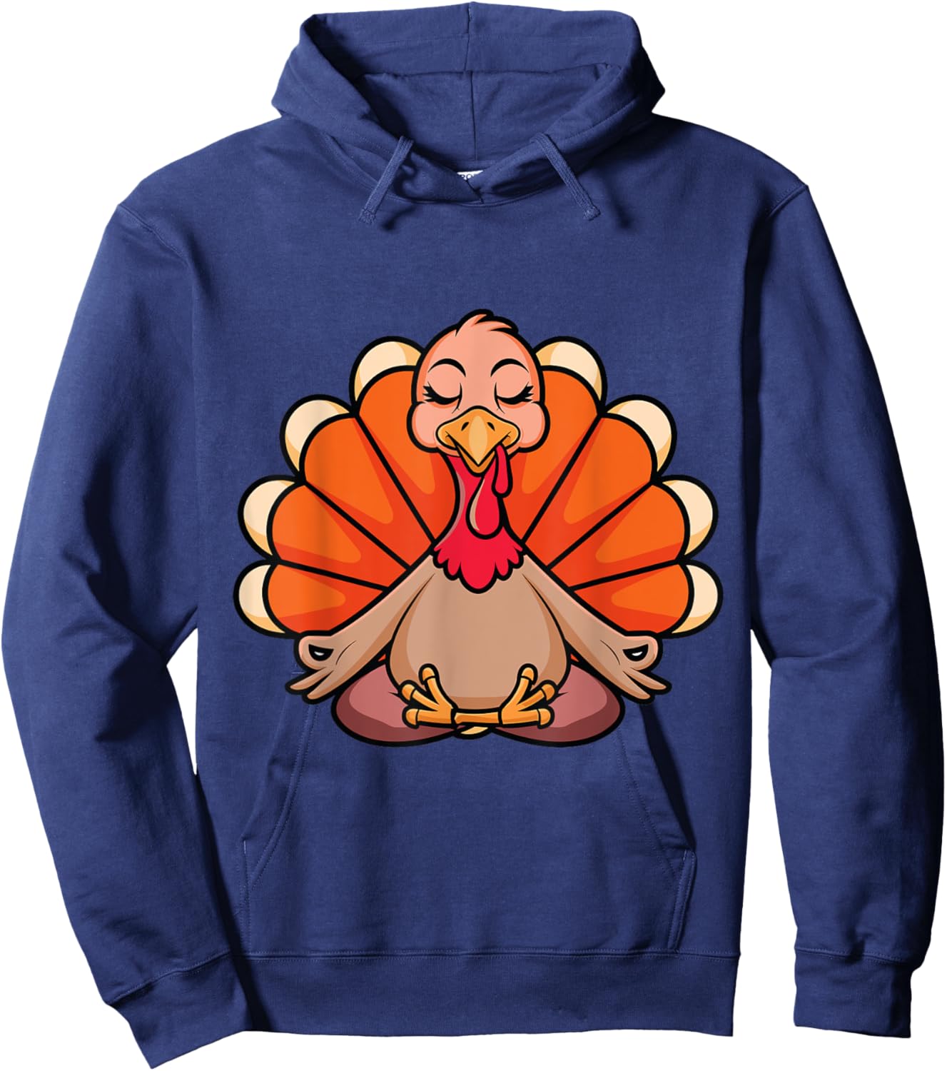 Turkey Yoga Thanksgiving Day Meditating Namaste Fall Women Hoodie - Hoodie | Navy