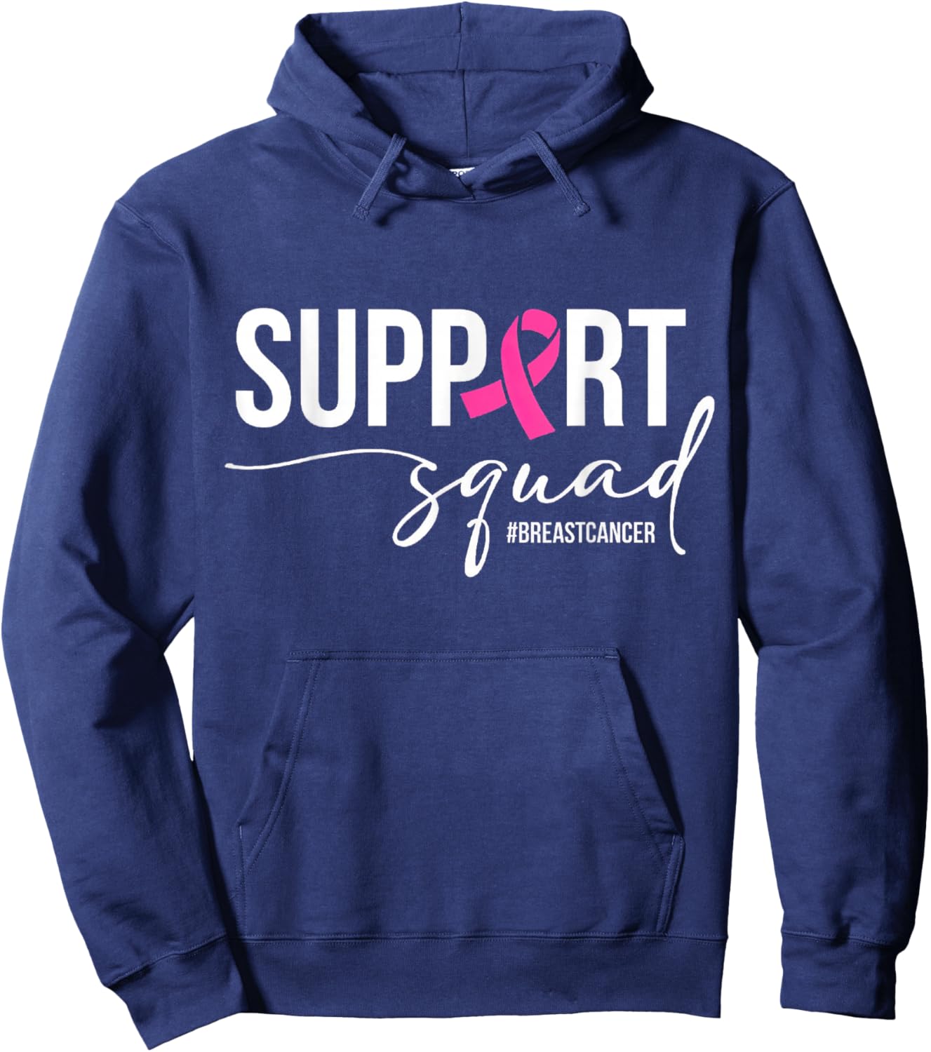 Support Squad Breast Cancer Awareness Pink Ribbon Hoodie - Hoodie | Navy